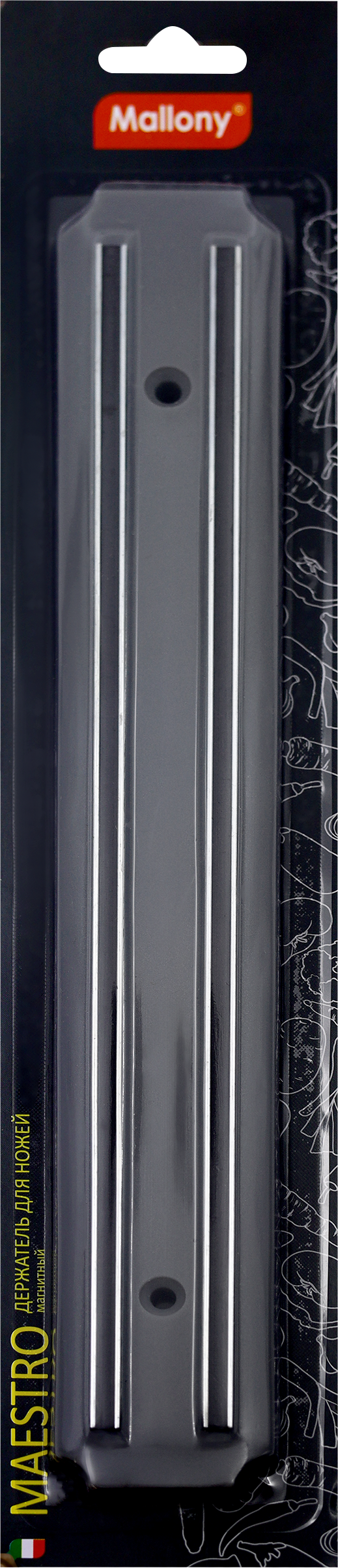 Изображение товара Магнитный держатель для ножей и металлоприборов MALLONY 33х4,8см пластик сталь магнит