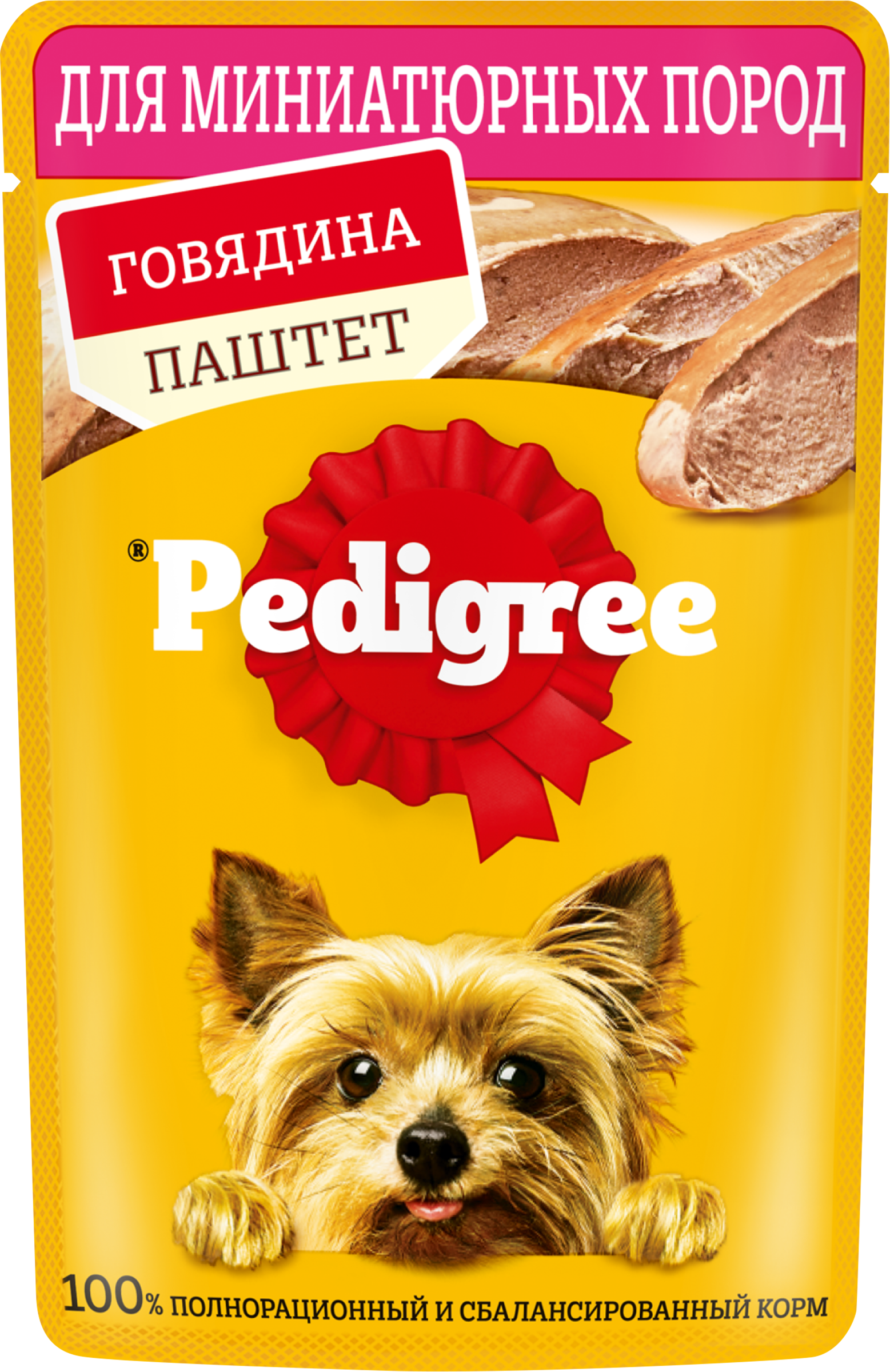 Изображение товара Корм консервированный для взрослых собак PEDIGREE паштет с говядиной, для миниатюрных пород, 80г