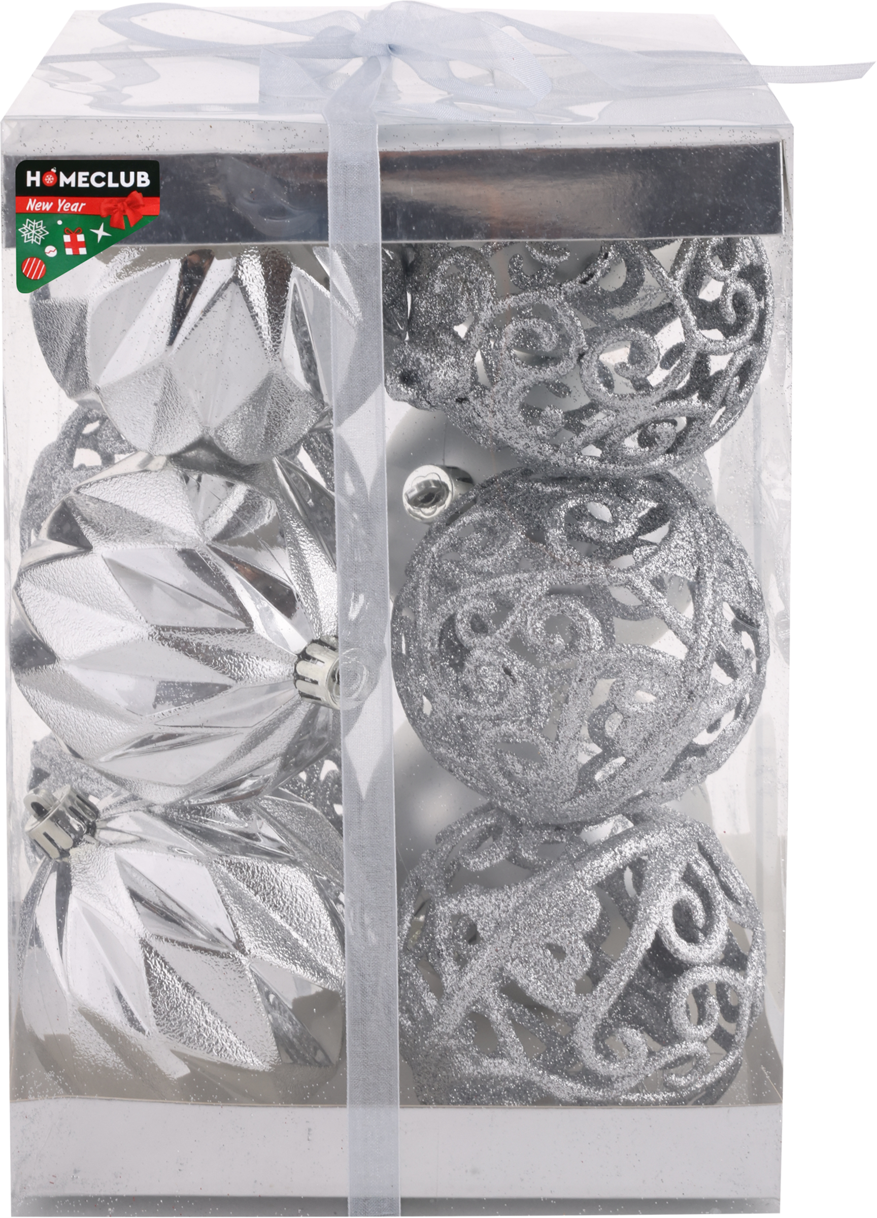 Изображение товара Набор елочных шаров HOMECLUB d=8см с декором 12 шт для новогоднего украшения