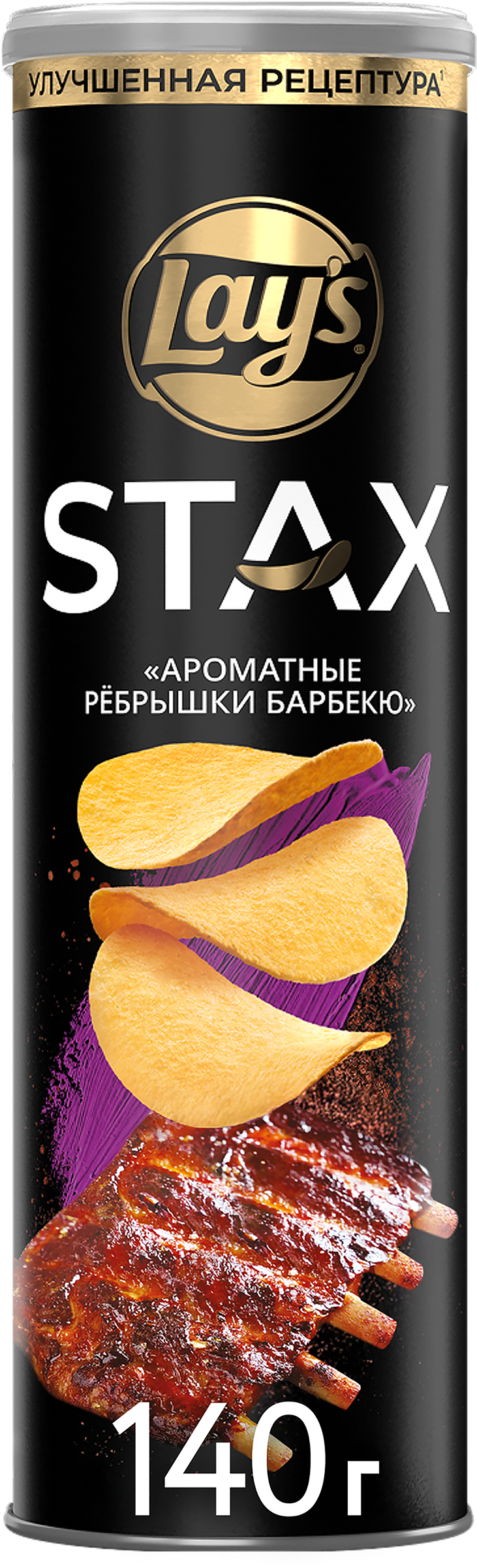 Изображение товара Чипсы картофельные LAY'S Stax Ароматные ребрышки барбекю, 140г
