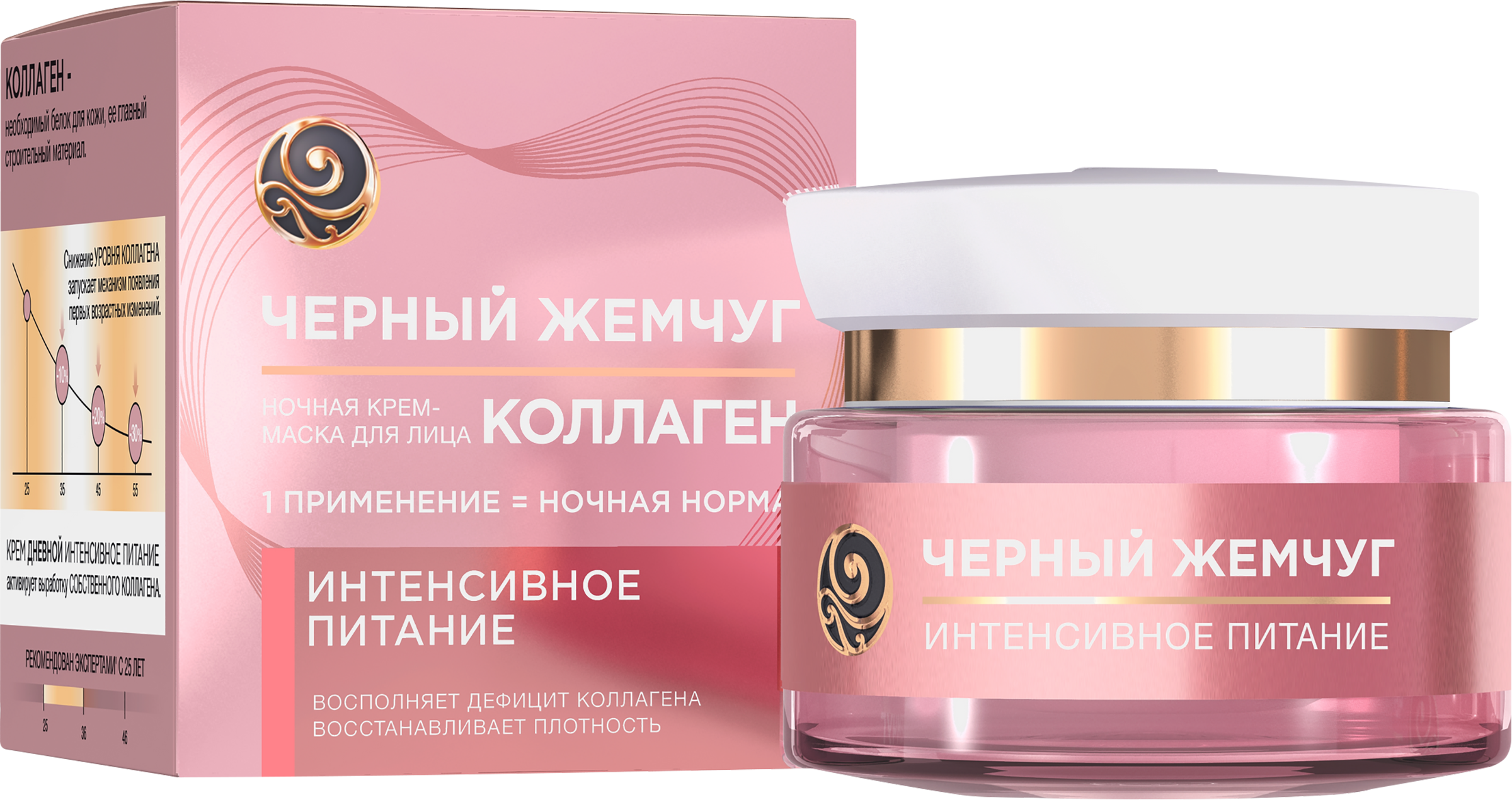 Изображение товара Крем-маска ночная для лица ЧЕРНЫЙ ЖЕМЧУГ Интенсивное питание Коллаген 46мл