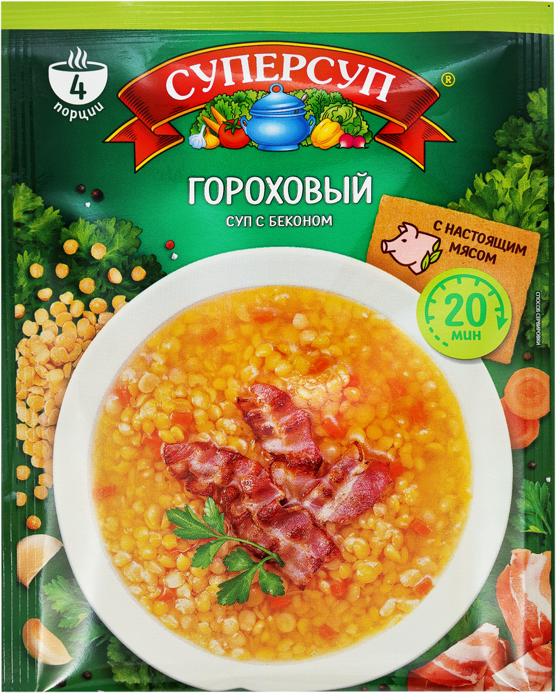 Изображение товара Суп СУПЕРСУП Гороховый с беконом, 70г