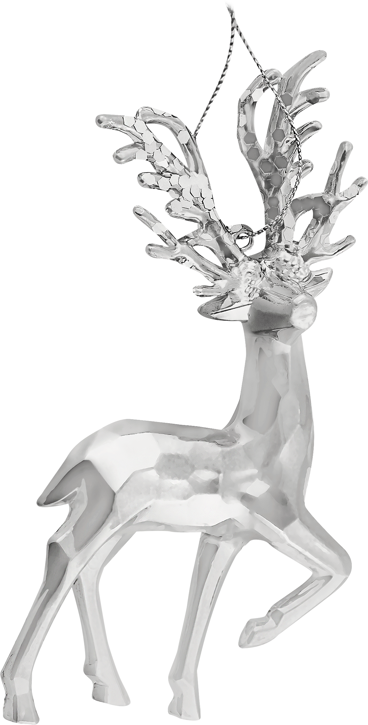 Изображение товара Украшение елочное HOMECLUB Ледяной олень 14см, пластик, серебро/радужный