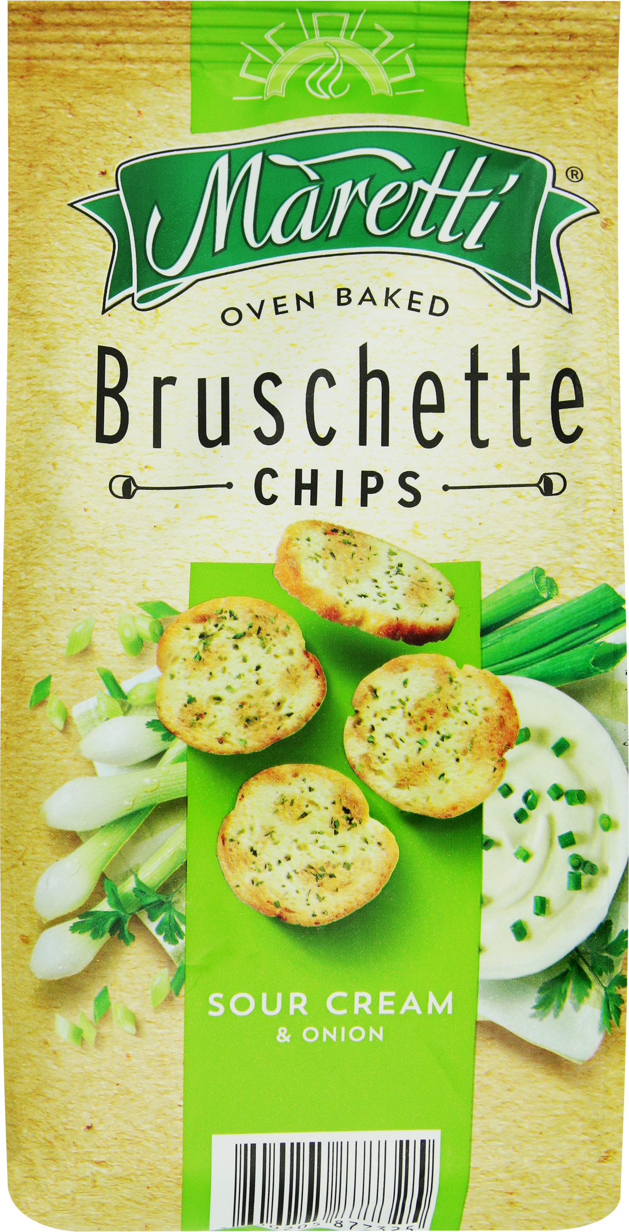 Изображение товара Сухарики пшеничные MARETTI Bruschette со вкусом Сметана и лук 70 г