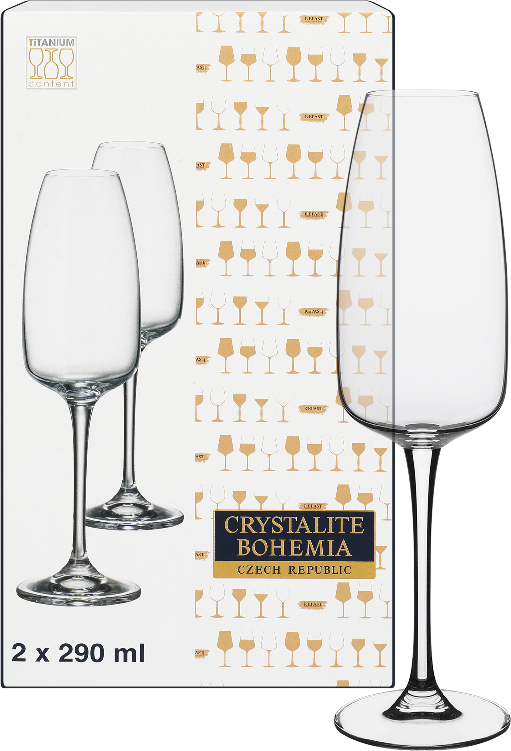 Изображение товара Набор бокалов для шампанского CRYSTALITE BOHEMIA Alizee 290мл Арт. 45877, 2шт