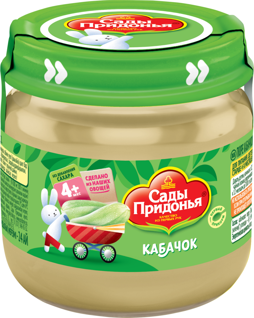 Изображение товара Пюре овощное САДЫ ПРИДОНЬЯ Кабачок, с 4 месяцев, 80г