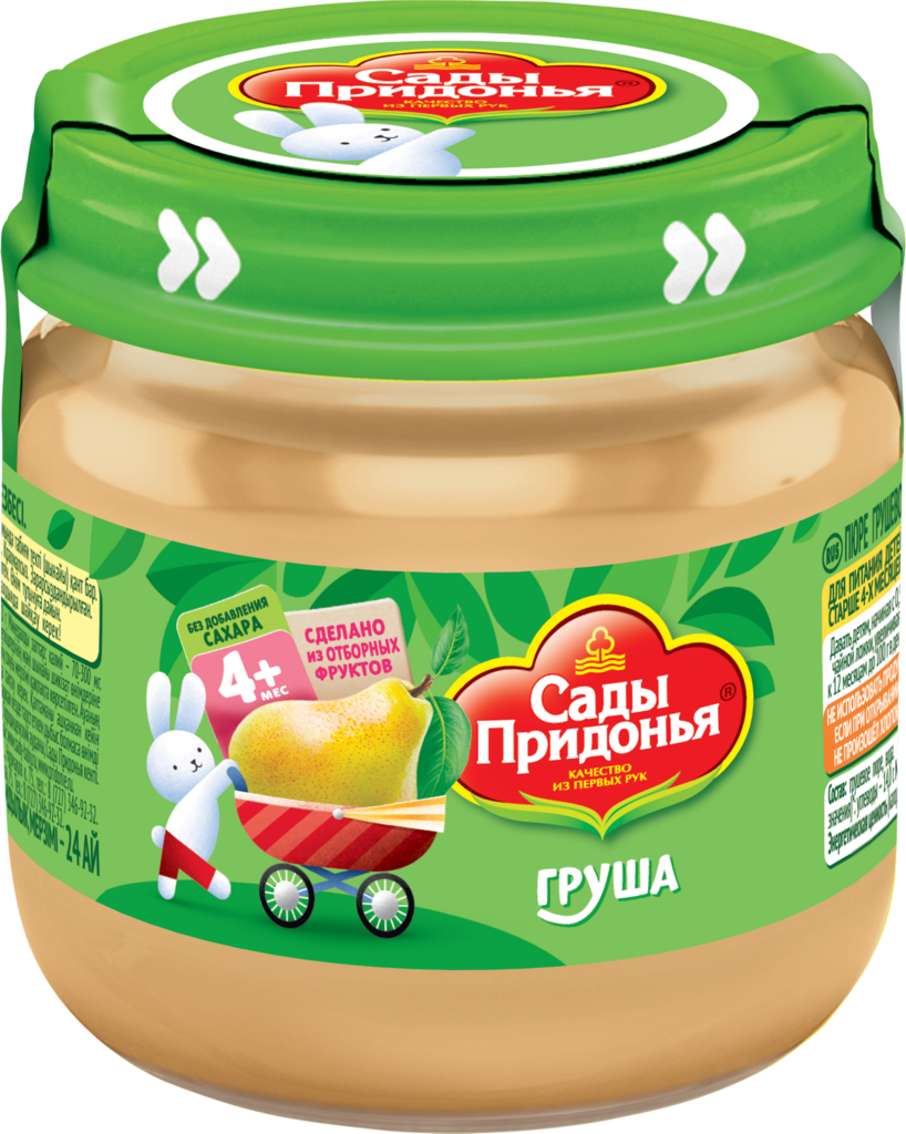 Изображение товара Пюре фруктовое САДЫ ПРИДОНЬЯ Груша, с 4 месяцев, 80г