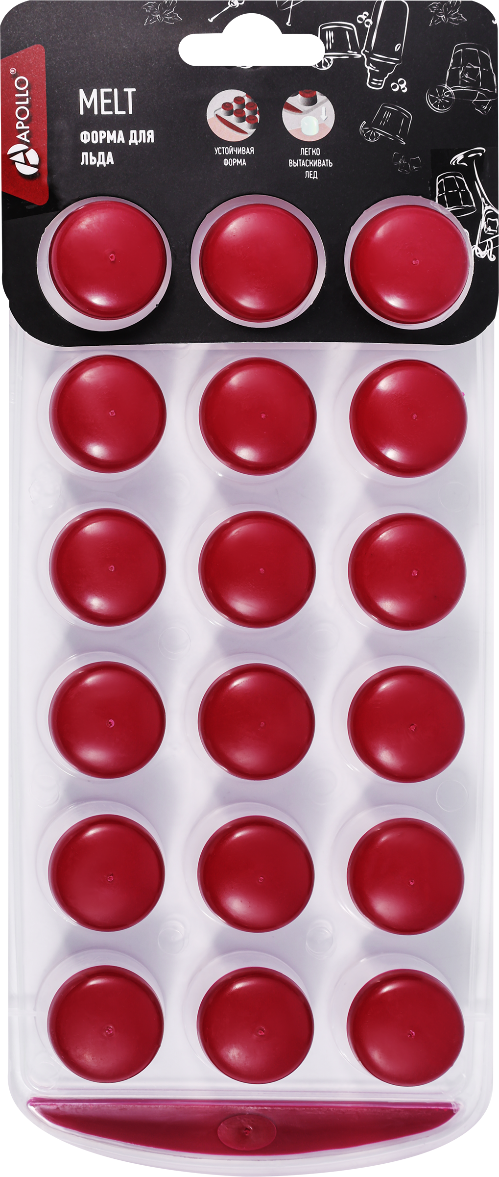 Изображение товара Форма для льда APOLLO Melt пластиковая цвет бордовый и белый