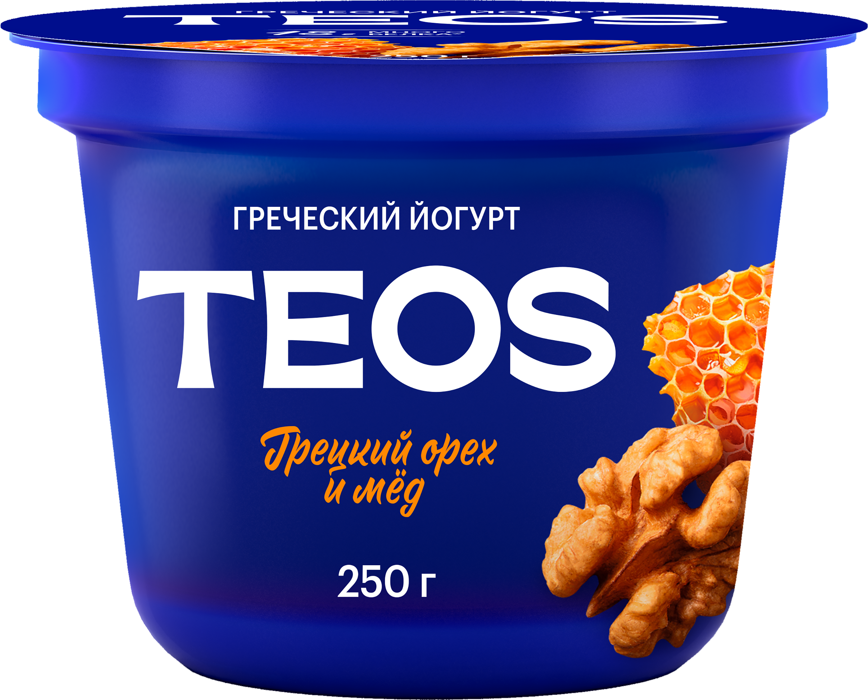 Изображение товара Йогурт TEOS Греческий Грецкий орех и мед 2%, без змж, 250г