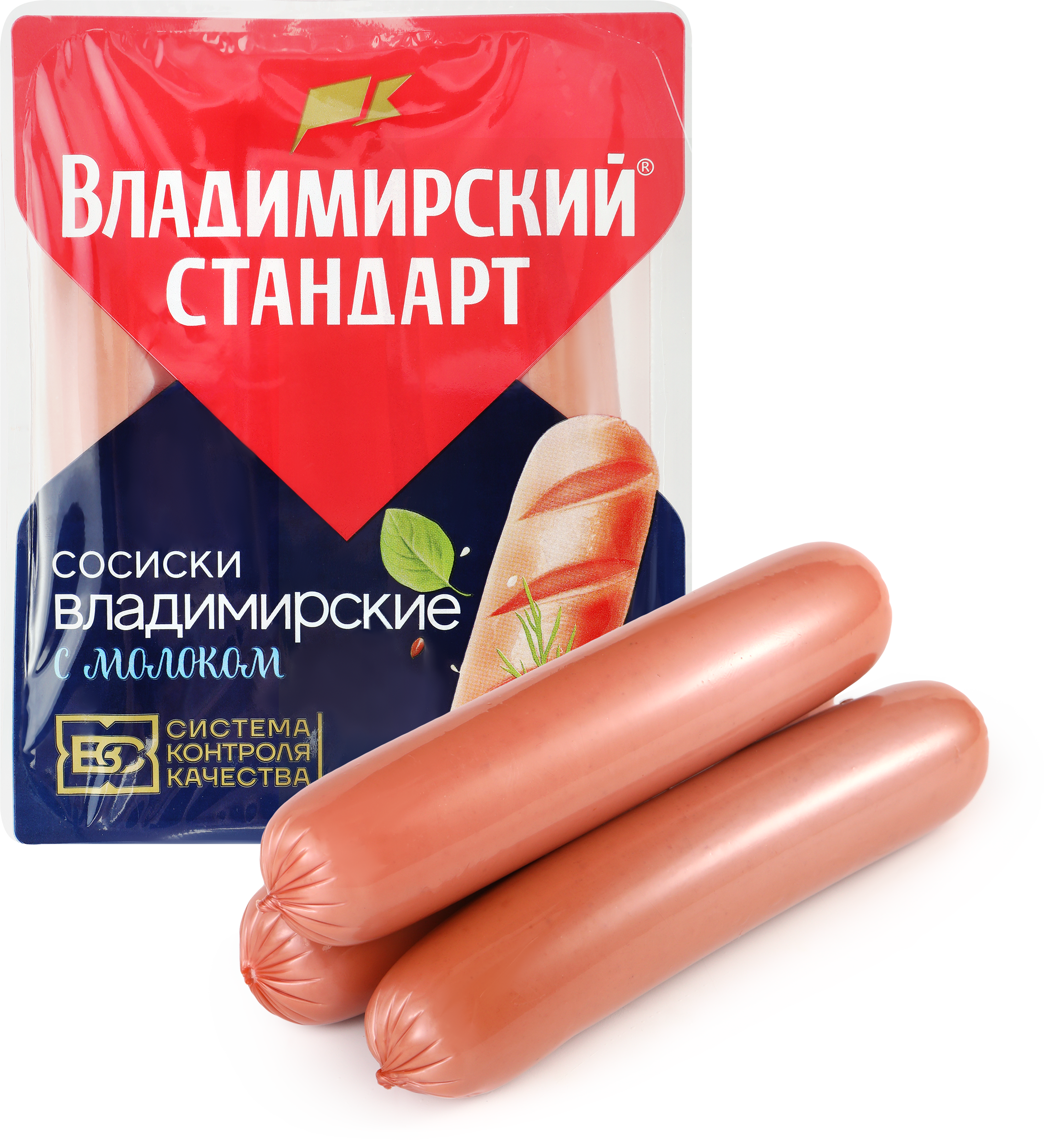 Изображение товара Сосиски ВЛАДИМИРСКИЙ СТАНДАРТ Владимирские с молоком, 480г