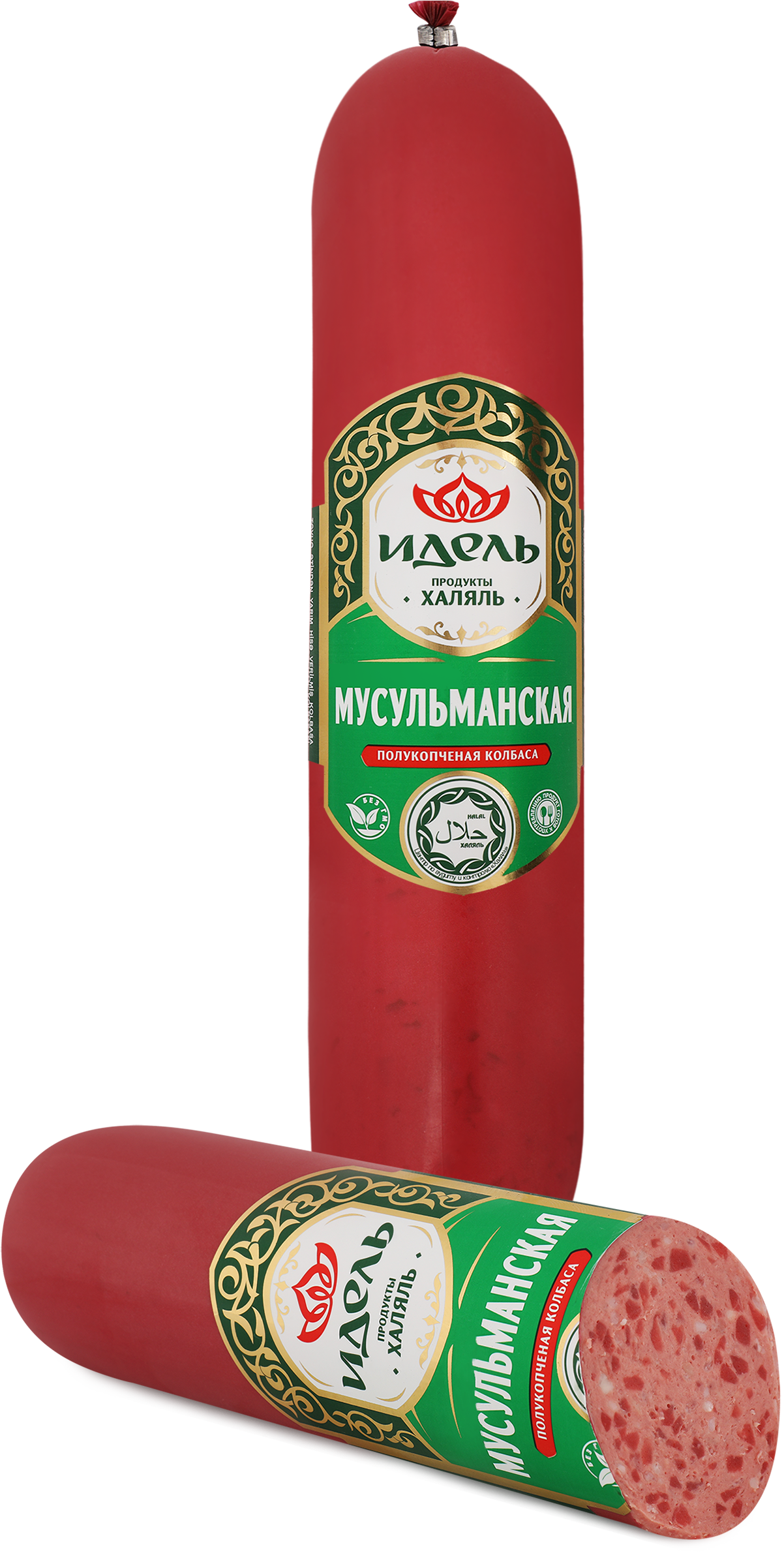 Изображение товара Полукопченая халяльская колбаса ИДЕЛЬ Мусульманская 680г - качественный деликатес для ценителей