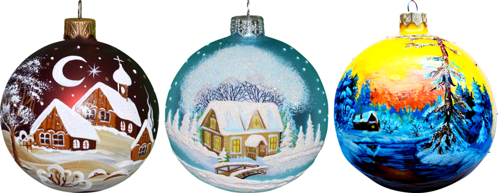 Изображение товара Елочный шар Зимний пейзаж 8,5 см в подарочной упаковке стекло