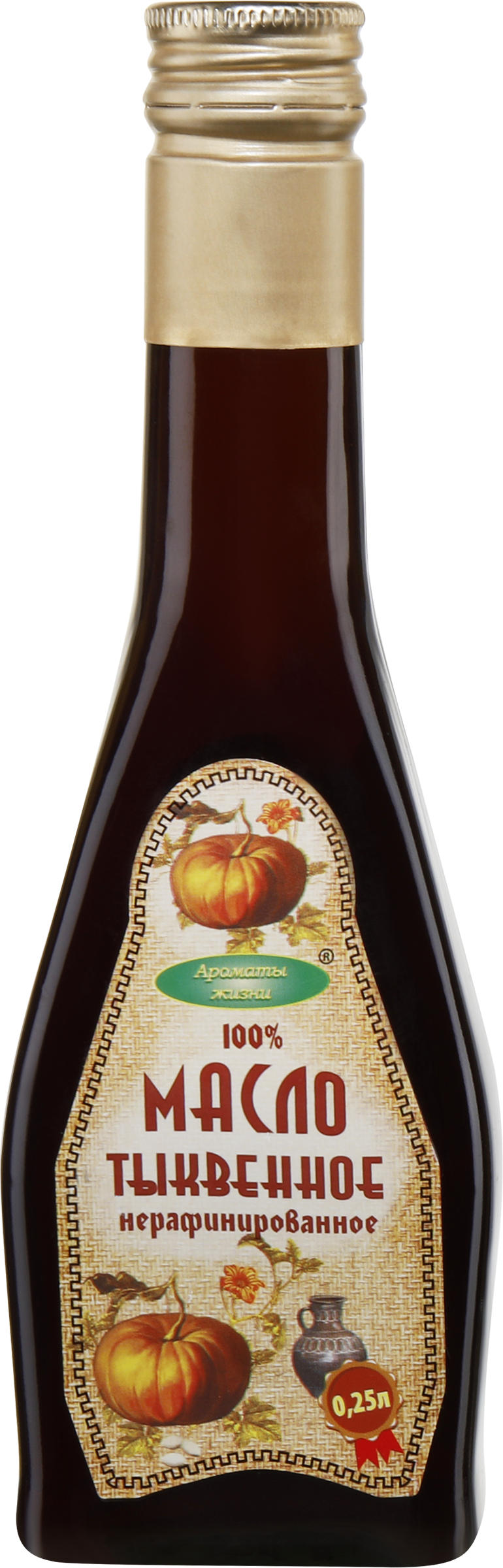 Изображение товара Масло тыквенное АРОМАТЫ ЖИЗНИ нерафинированное 250мл - натуральное кулинарное масло