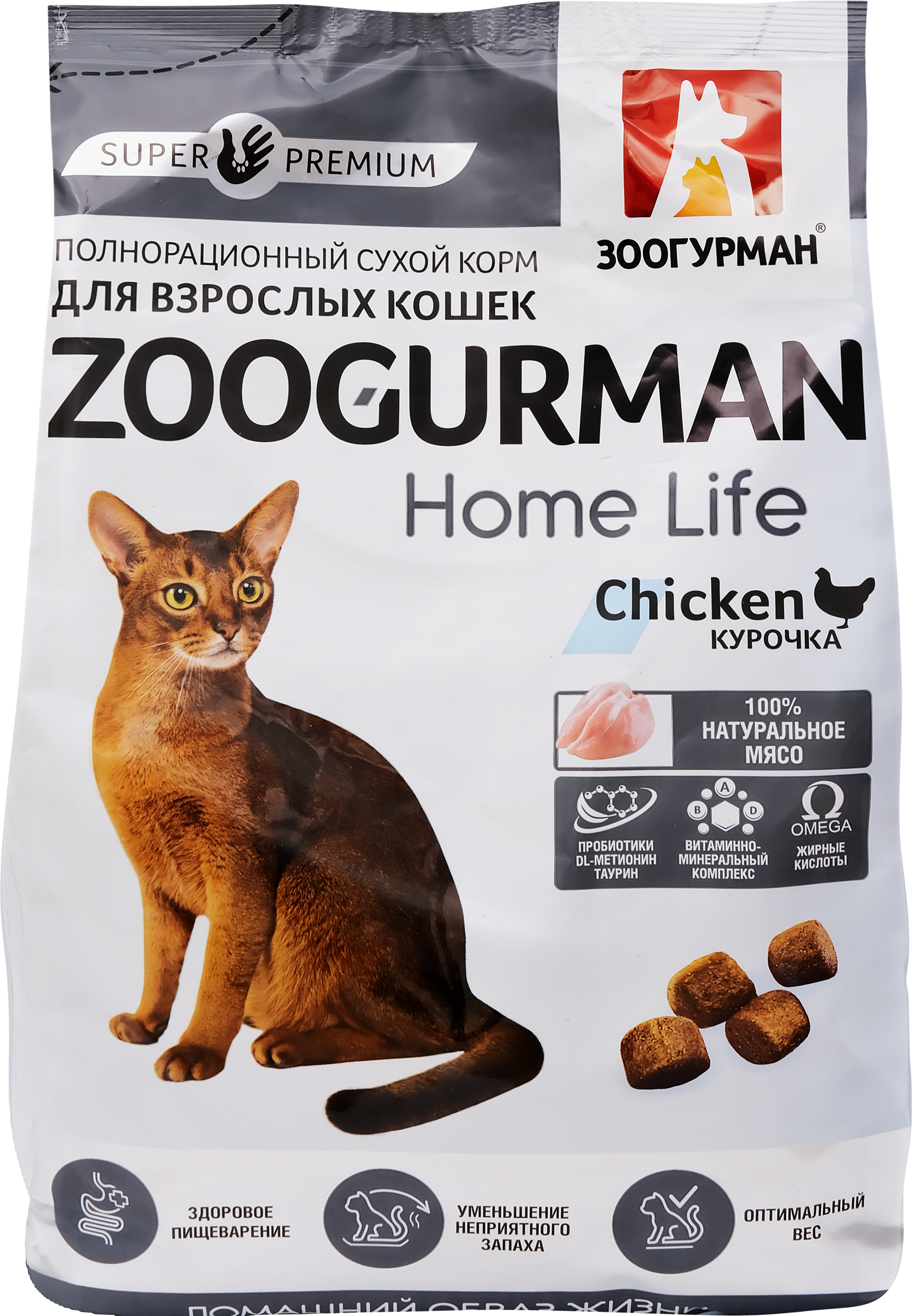 Изображение товара Корм сухой для взрослых кошек ЗООГУРМАН Home Life Курочка, 1,5кг