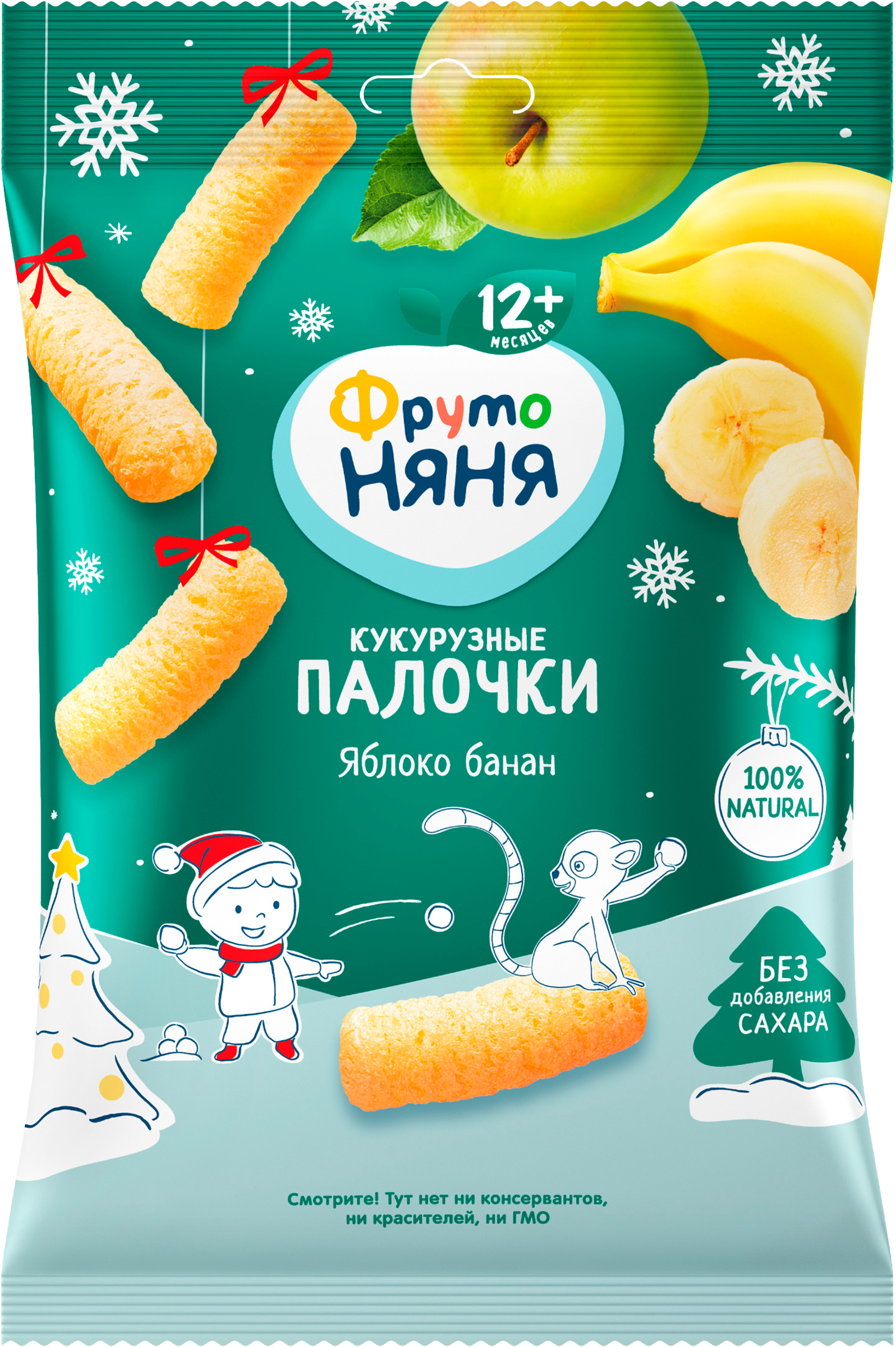 Изображение товара Палочки кукурузные ФРУТОНЯНЯ с яблоком и бананом для детей с 12 месяцев