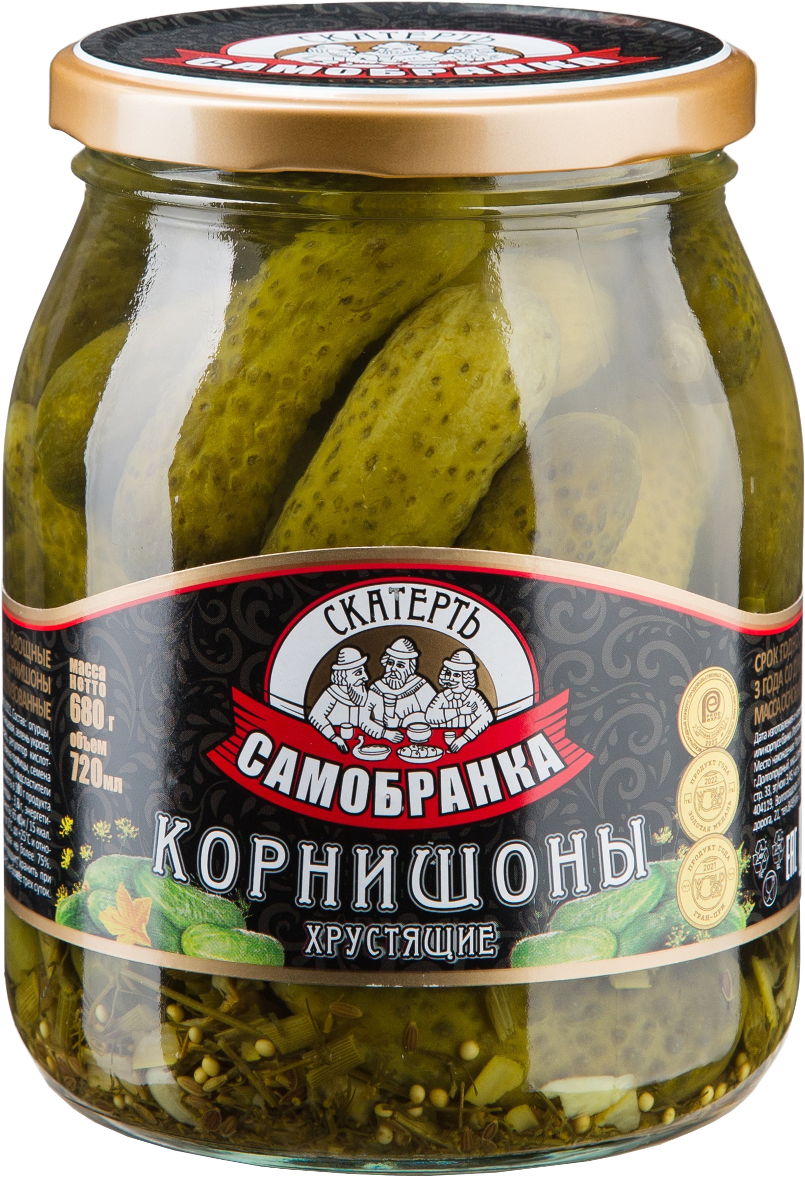 Изображение товара Корнишоны маринованные СКАТЕРТЬ-САМОБРАНКА Хрустящие, 720мл