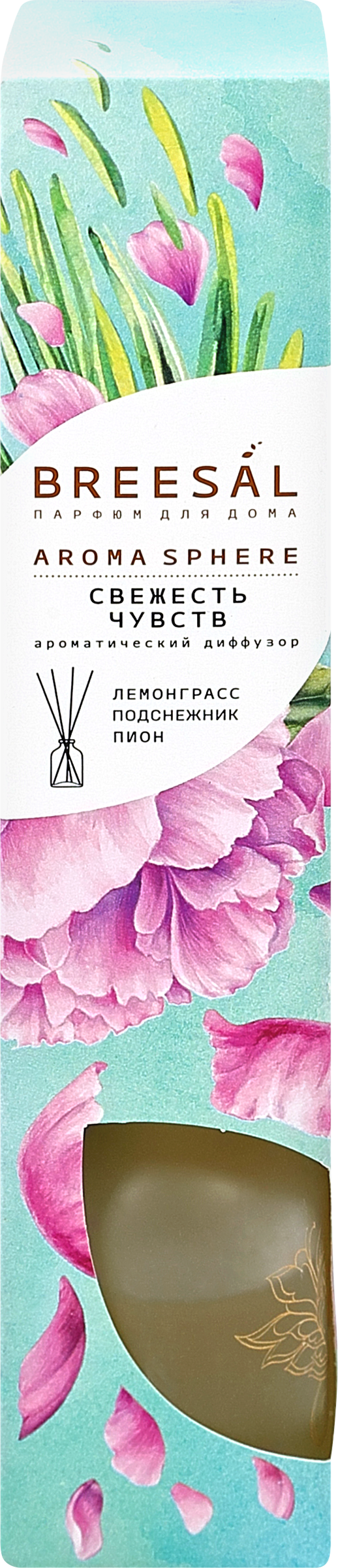 Изображение товара Аромадиффузор BREESAL Aroma Sphere Свежесть чувств, с 4 ротанговыми палочками, 40мл