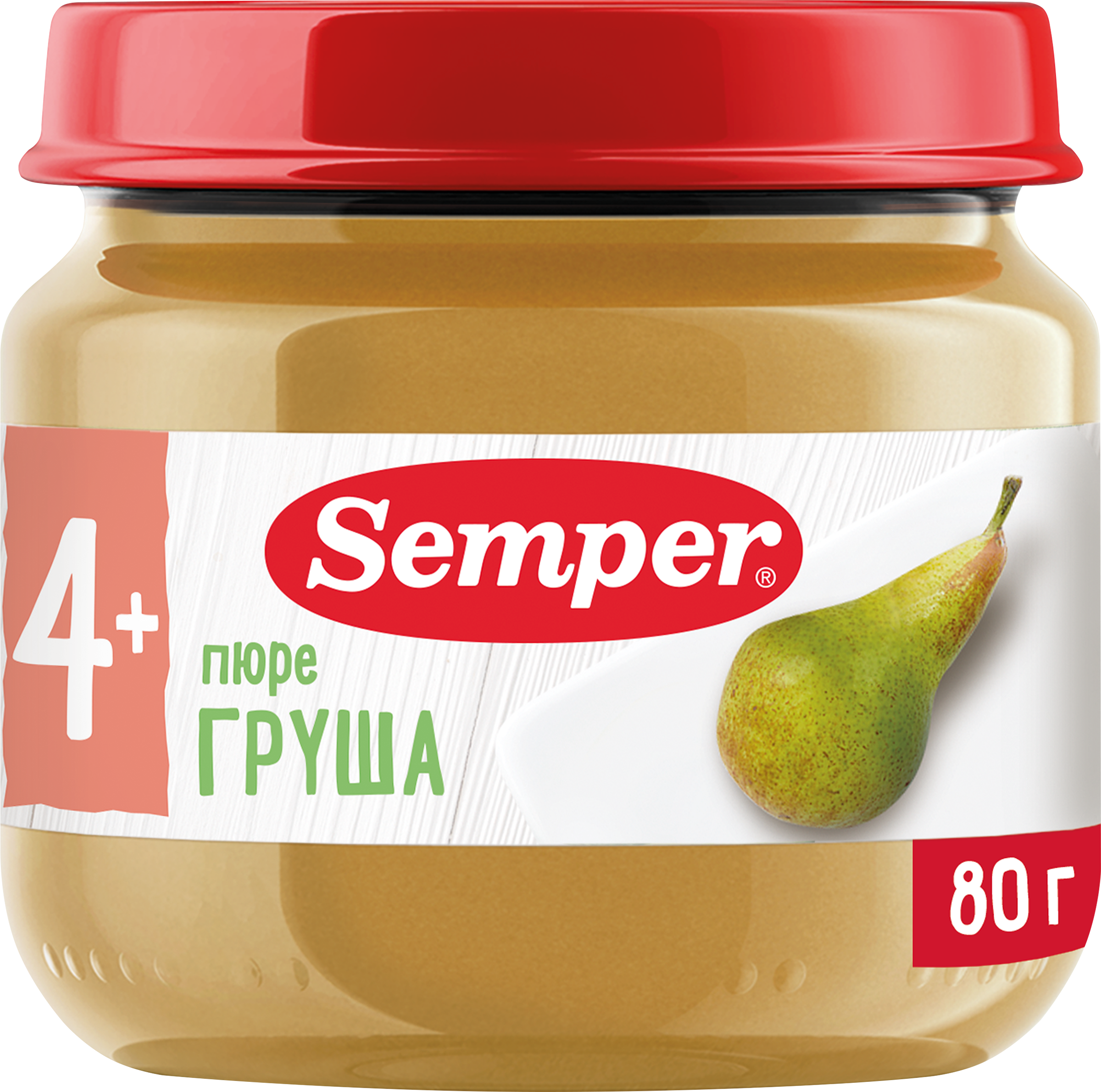 Изображение товара Пюре фруктовое SEMPER Груша для детей с 4 месяцев 80г