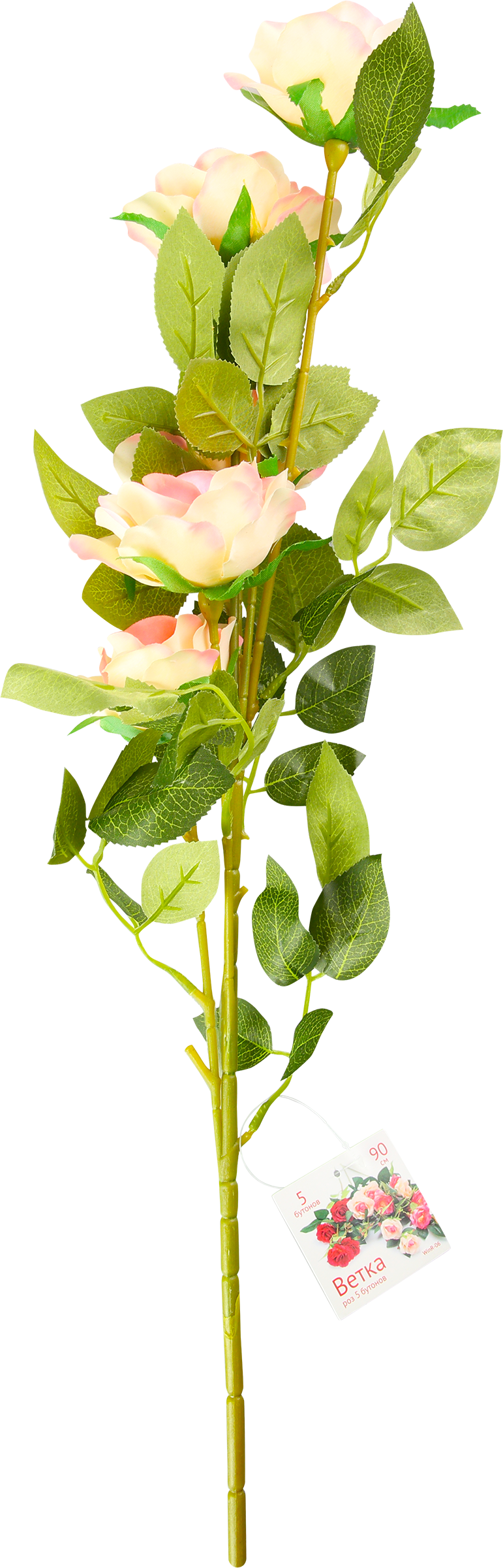 Изображение товара Цветок искусственный Юлия, ветка розы 5 бутонов 90см, Арт. WinR-06
