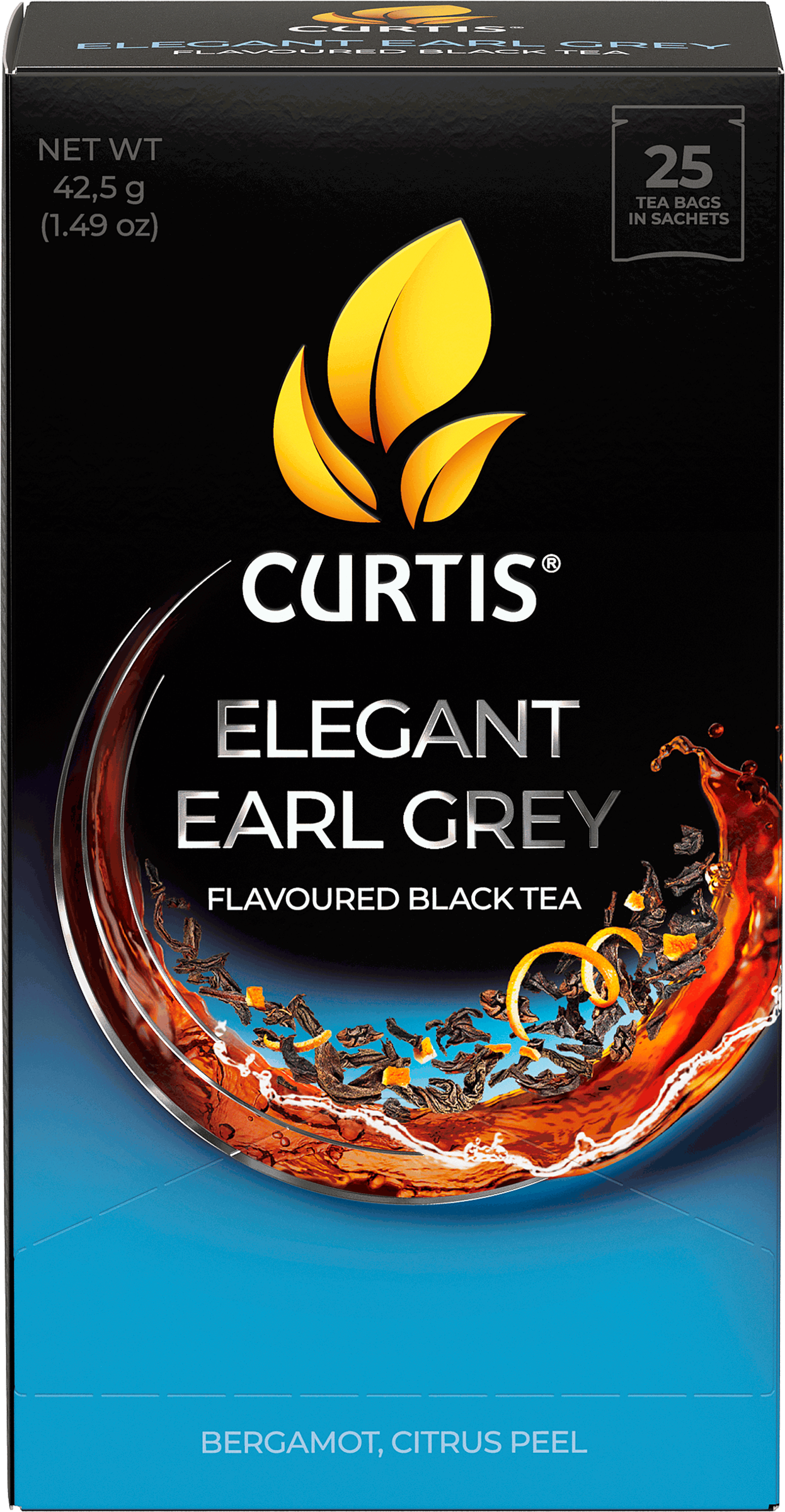 Изображение товара Чай черный CURTIS Elegant Earl Grey ароматизированный с добавками байховый, 25пак