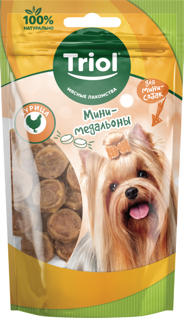 Изображение товара Лакомство для собак TRIOL Мини-медальоны из курицы, для мини-собак, 50г