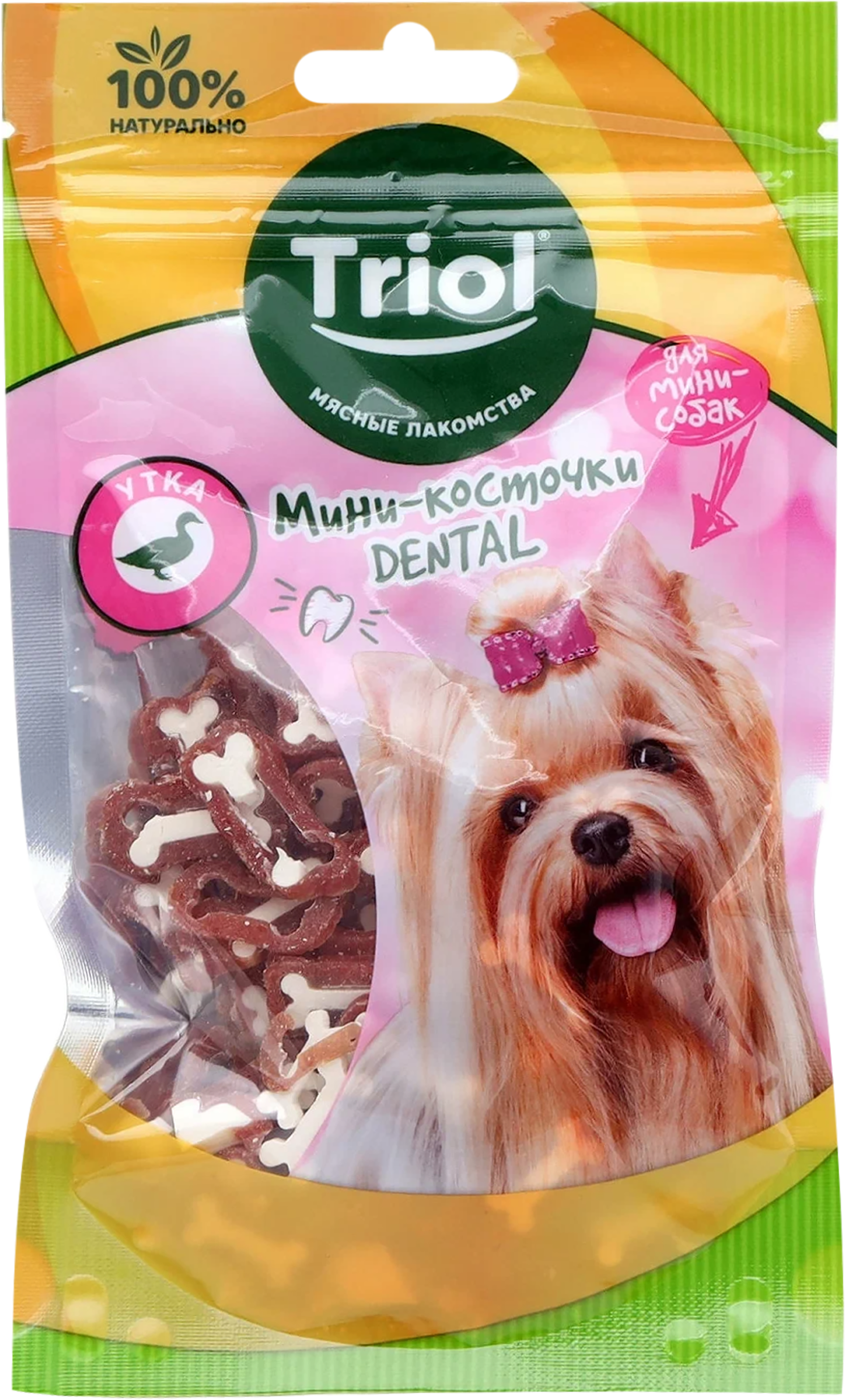Изображение товара Лакомство для собак TRIOL Dental Мини-косточки из утки, для мини-собак, 50г