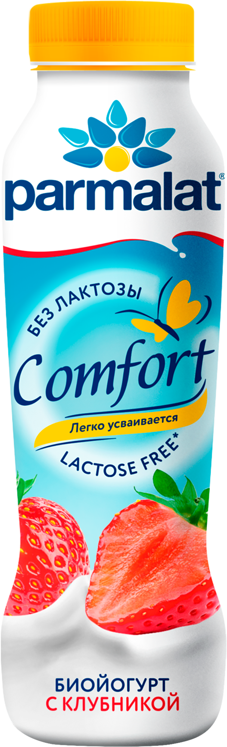 Изображение товара Биойогурт питьевой PARMALAT Comfort безлактозный Клубника 1,5%, без змж, 290г