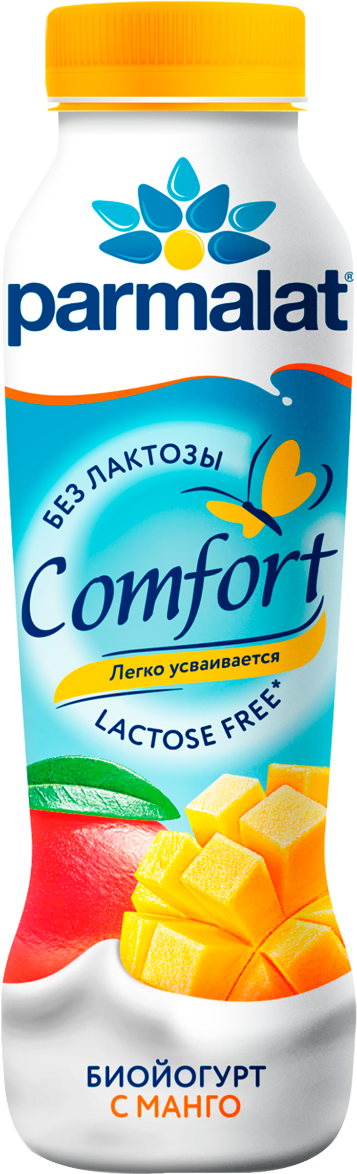 Изображение товара Биойогурт питьевой PARMALAT Comfort безлактозный Манго 1,5%, без змж, 290г