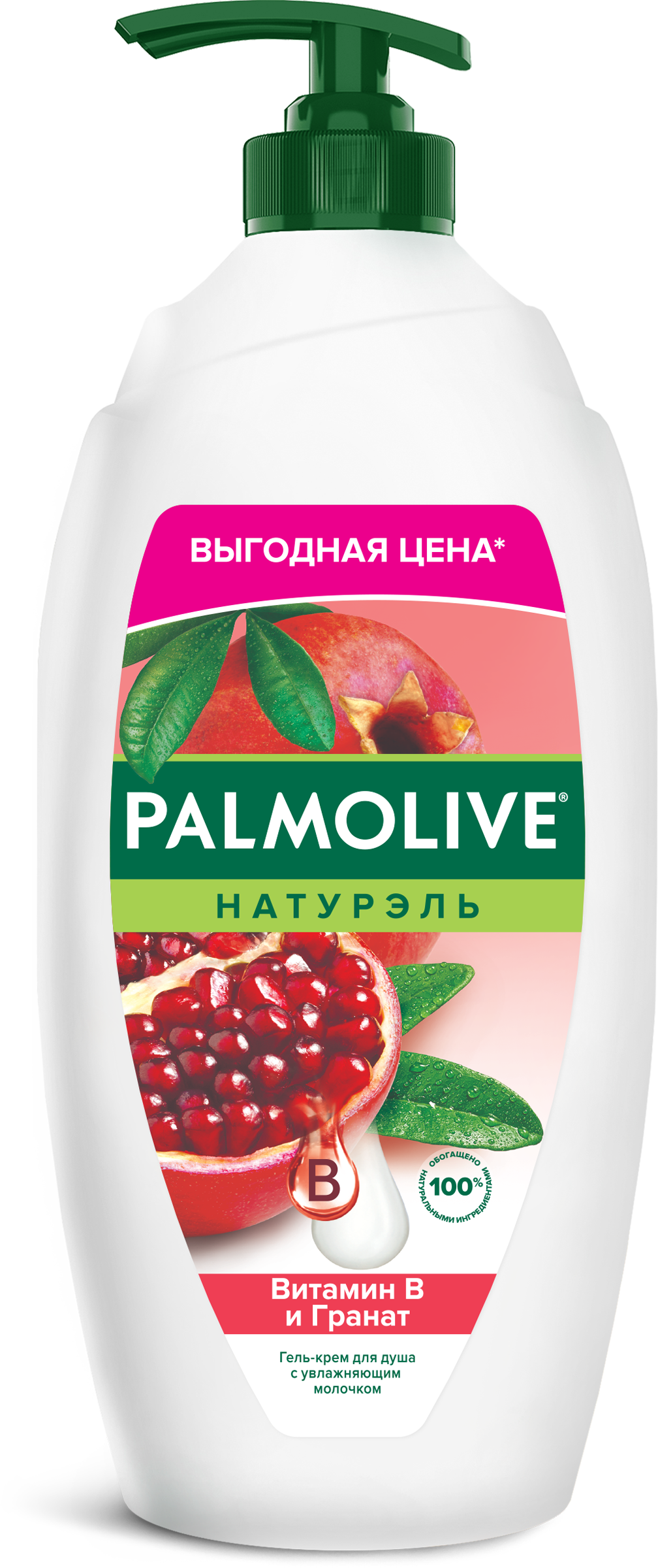 Изображение товара Гель-крем для душа PALMOLIVE Натурэль Витамин В и гранат с увлажняющим молочком, 750мл