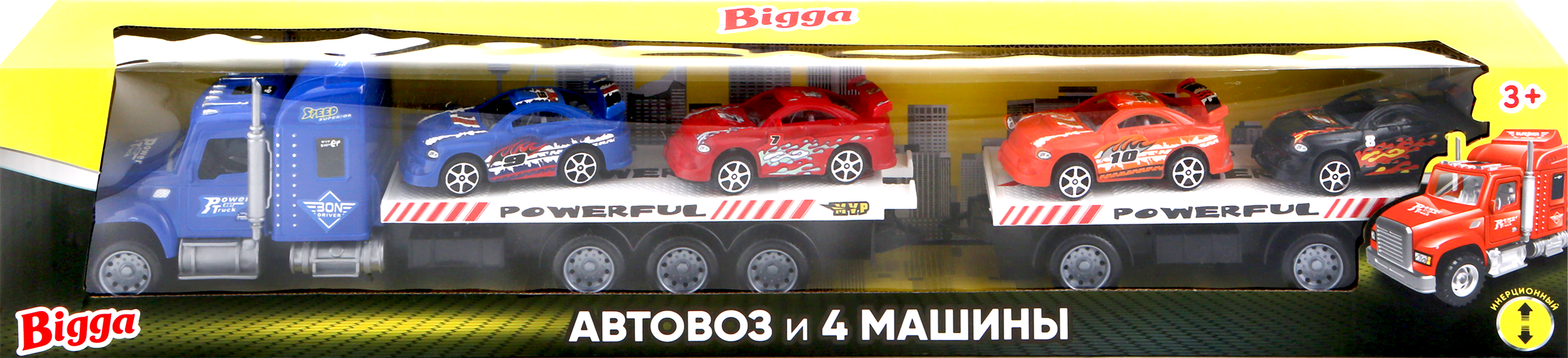 Изображение товара Набор игровой BIGGA Автовоз и 4 машины инерционные Арт. 660402