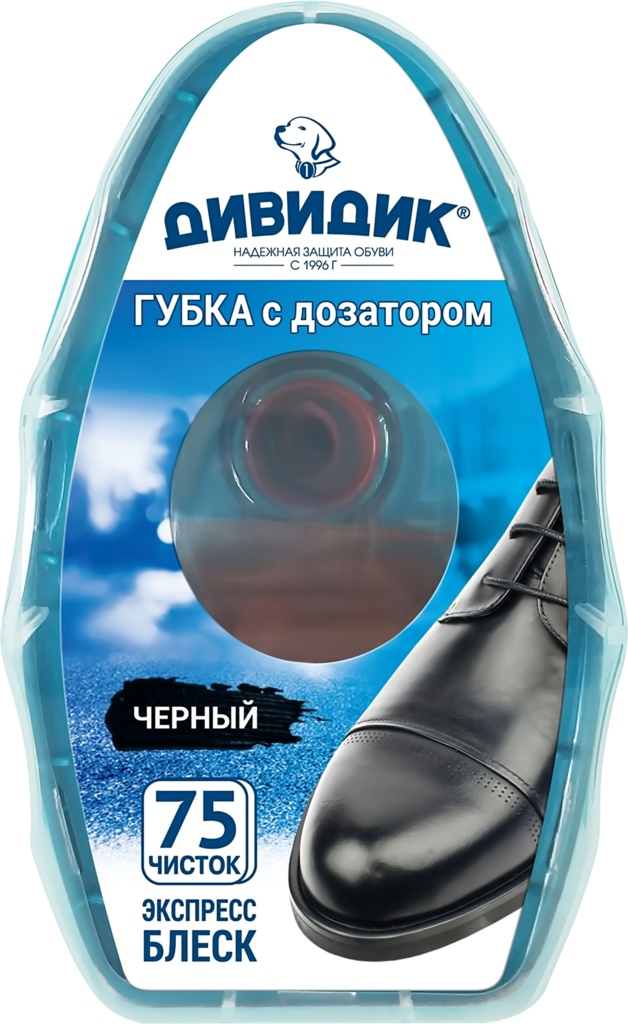 Изображение товара Губка для обуви из гладкой кожи ДИВИДИК черная, с дозатором
