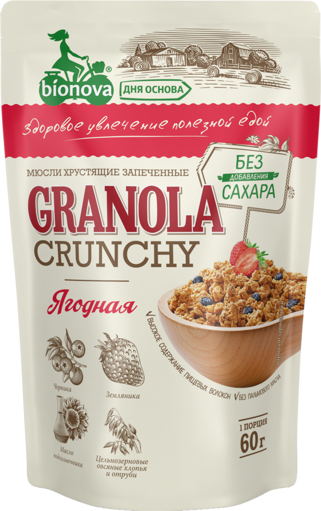 Изображение товара Мюсли BIONOVA Granola Crunchy Ягодная, 60г