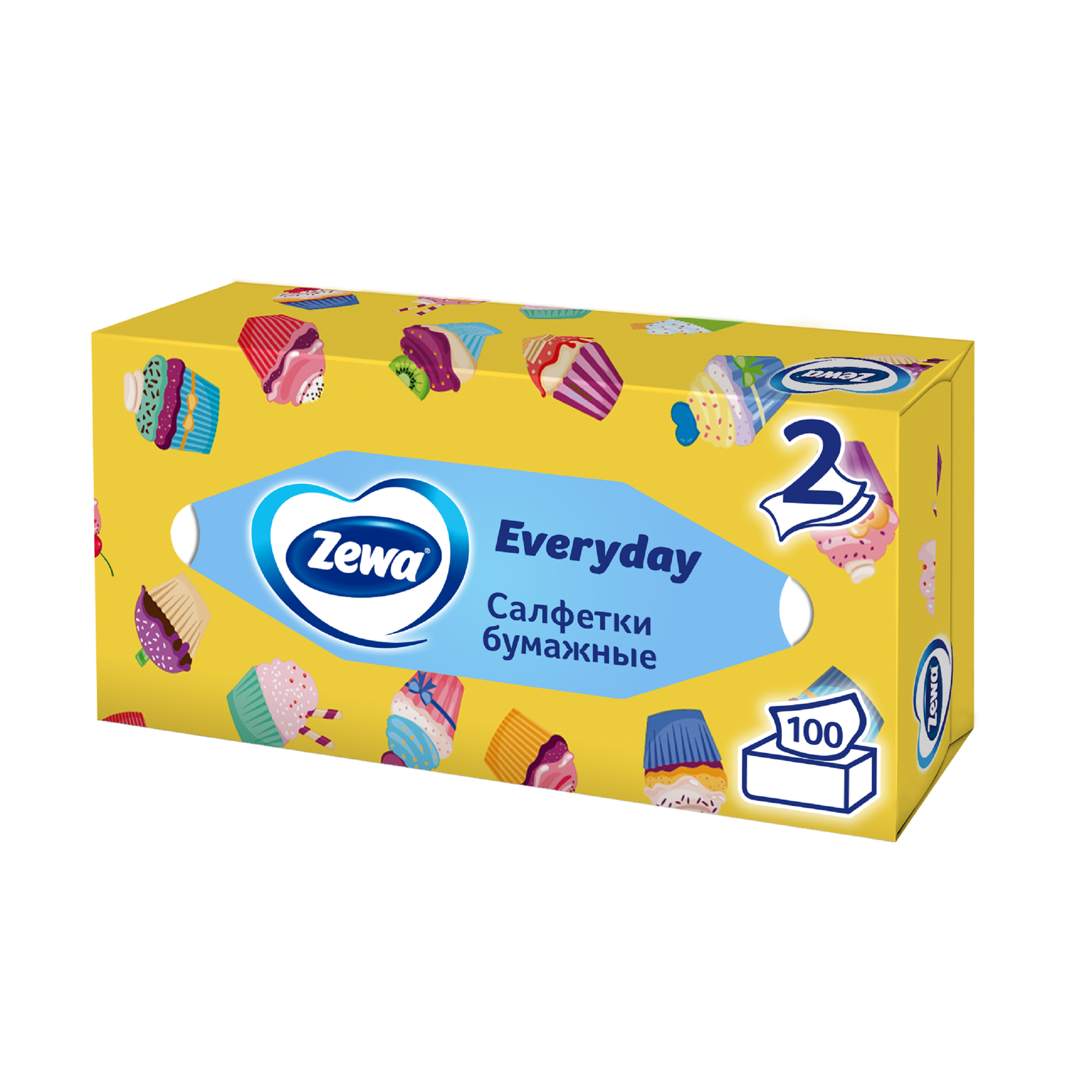 Изображение товара Салфетки бумажные ZEWA Everyday 2-слоя, в коробке, 100шт