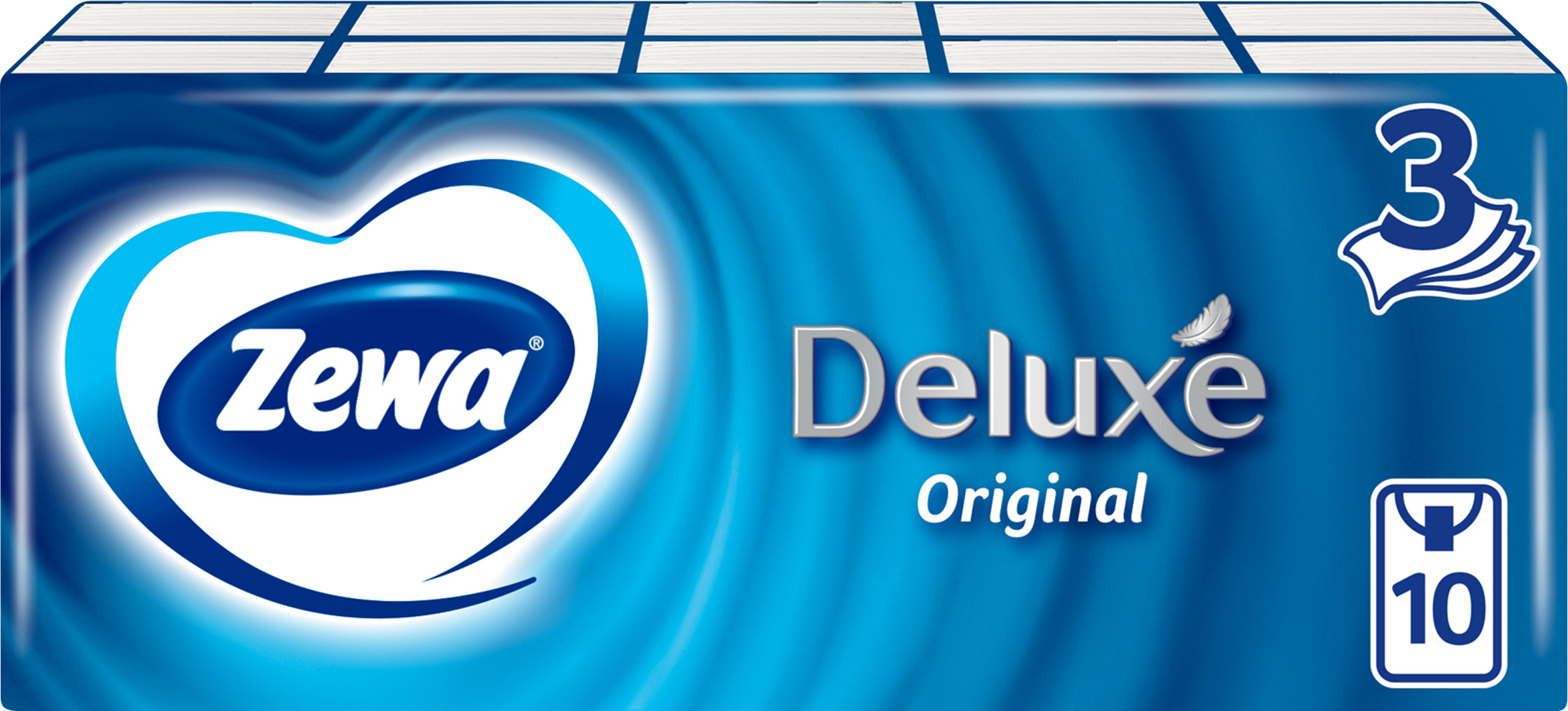 Изображение товара Платочки бумажные носовые ZEWA Deluxe 3-слоя, 10шт для всей семьи