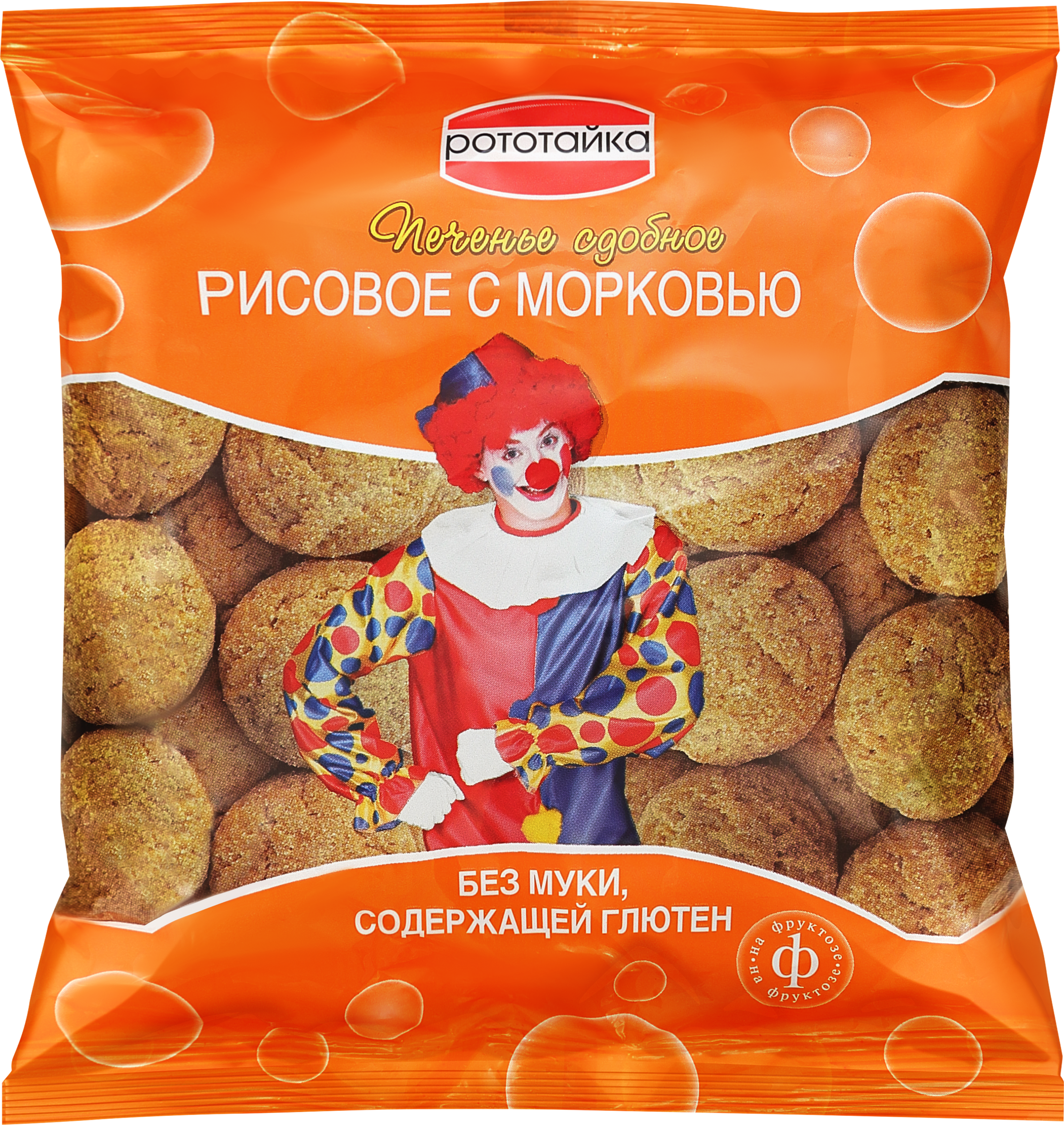 Изображение товара Печенье рисовое безглютеновое РОТОТАЙКА с морковью, на фруктозе, 200г