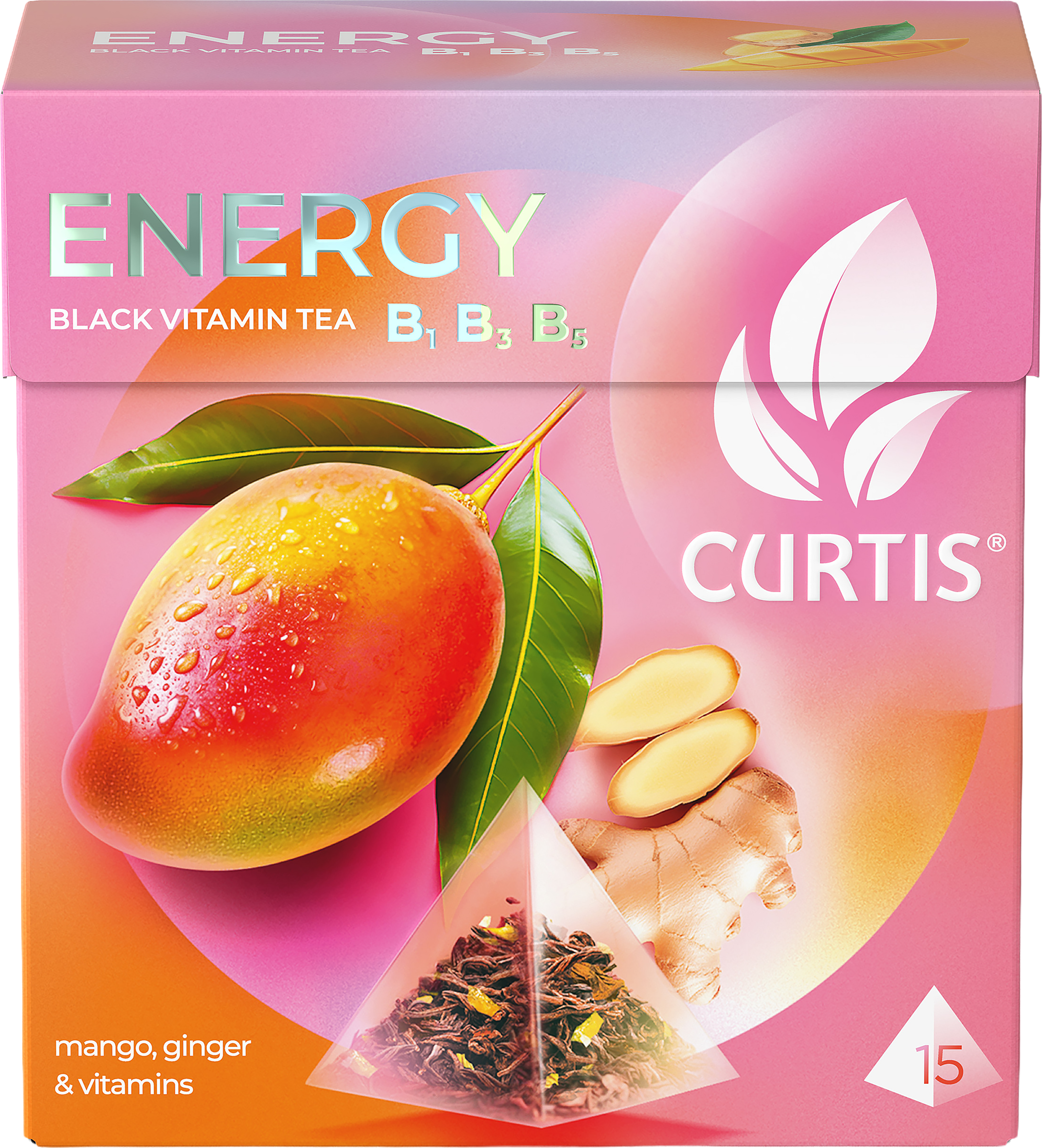 Изображение товара Чай черный CURTIS Energy ароматизированный 15 пирамид, с витамином В