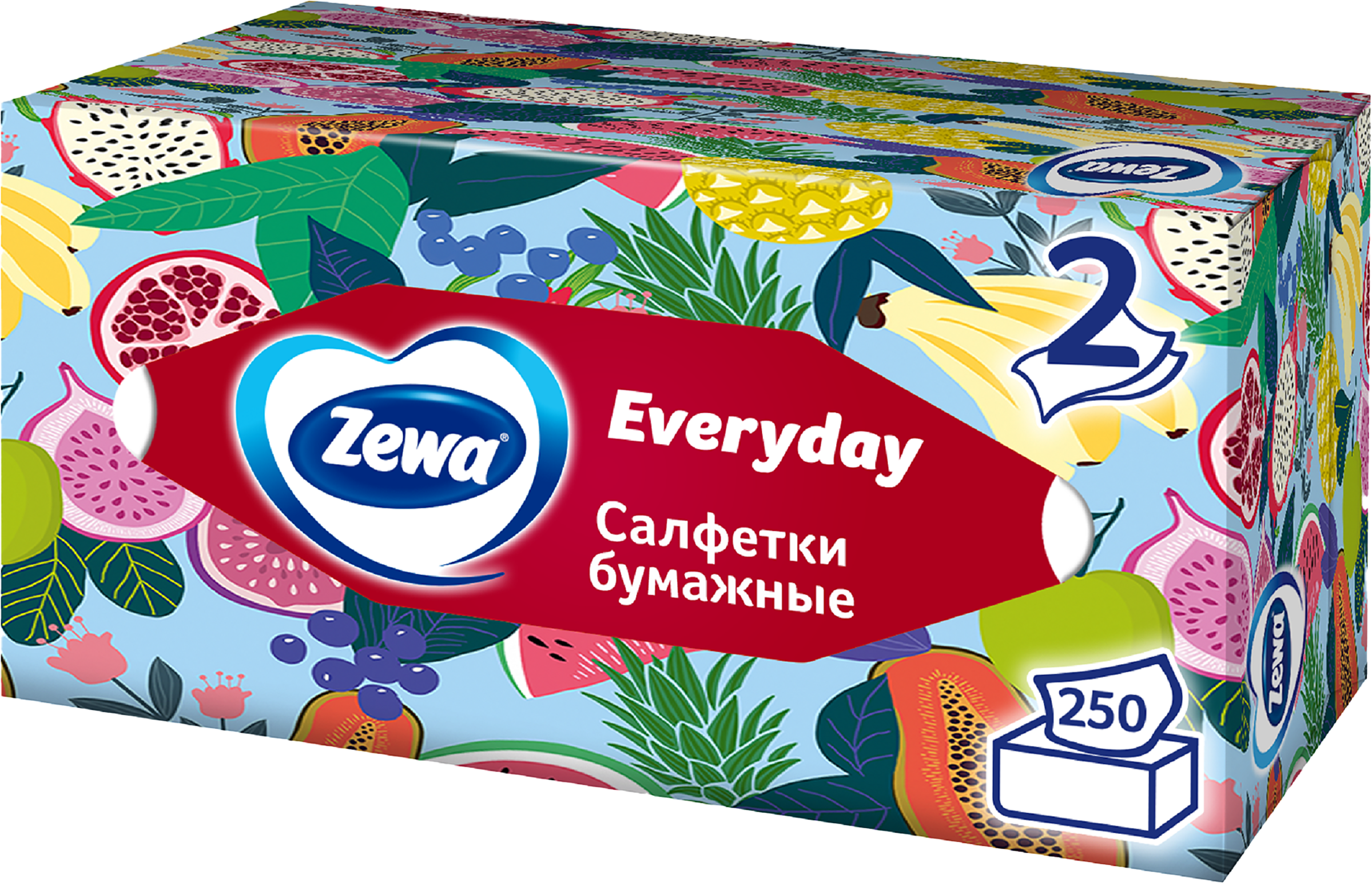 Изображение товара Салфетки бумажные ZEWA Everyday 2-слоя, в коробке, 250шт