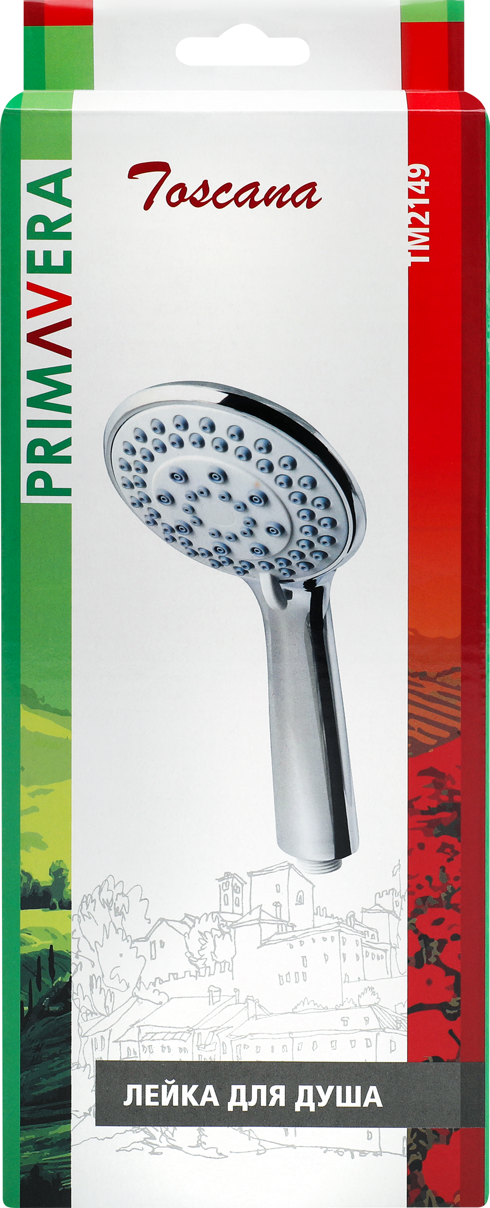 Изображение товара Лейка для душа PRIMAVERA Toscana 5 функций, пластик с хромом, давление 1-3 бар