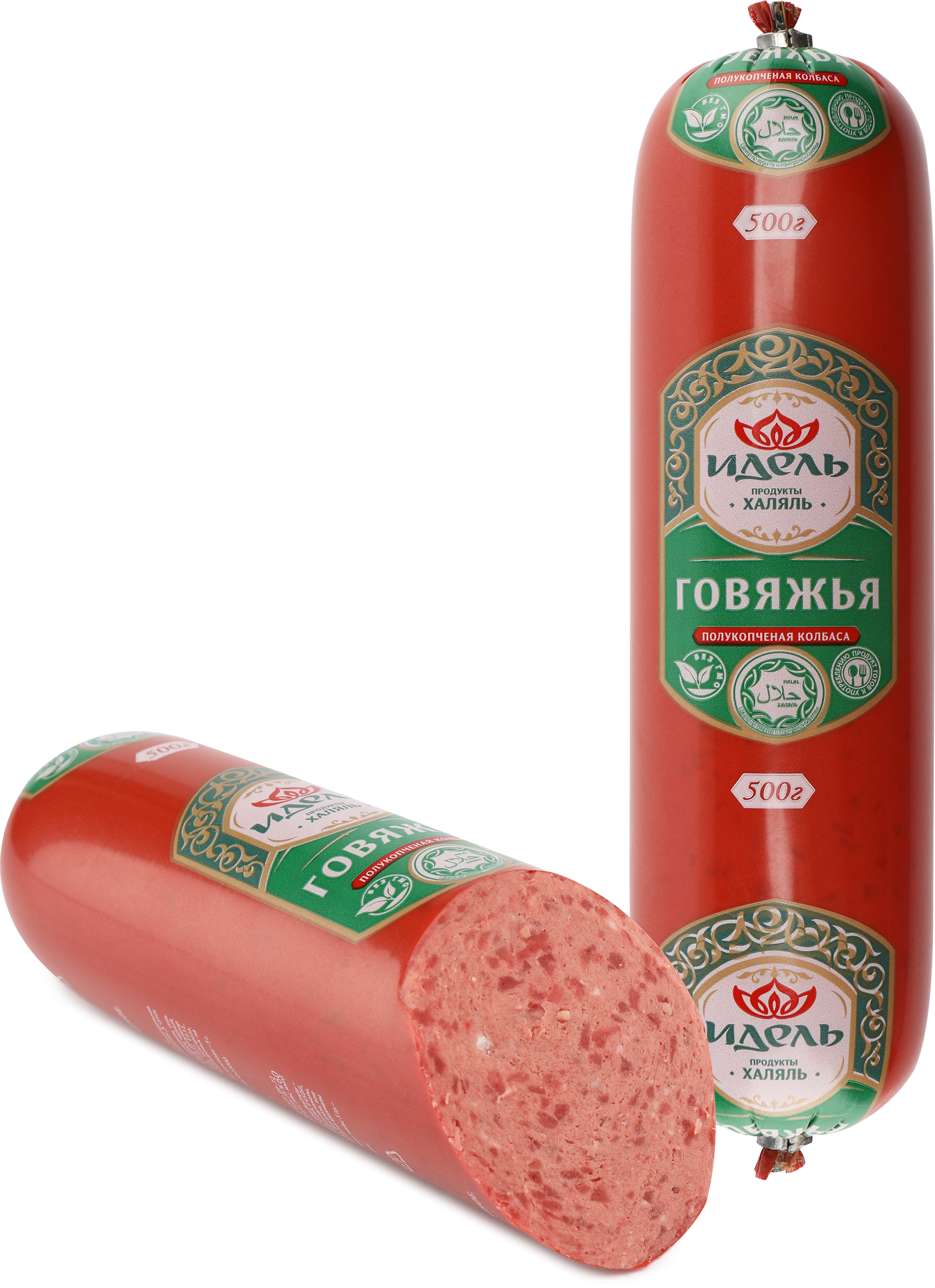 Изображение товара Колбаса полукопченая ИДЕЛЬ Говяжья Халяль, 500г