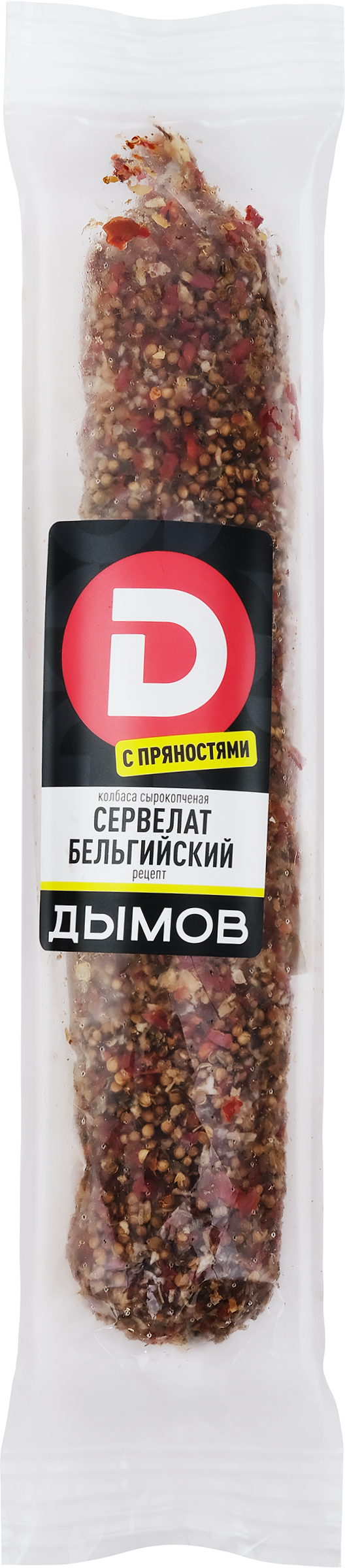 Изображение товара Колбаса сырокопченая ДЫМОВ Сервелат Бельгийский рецепт в обсыпке 
полусухая, весовая