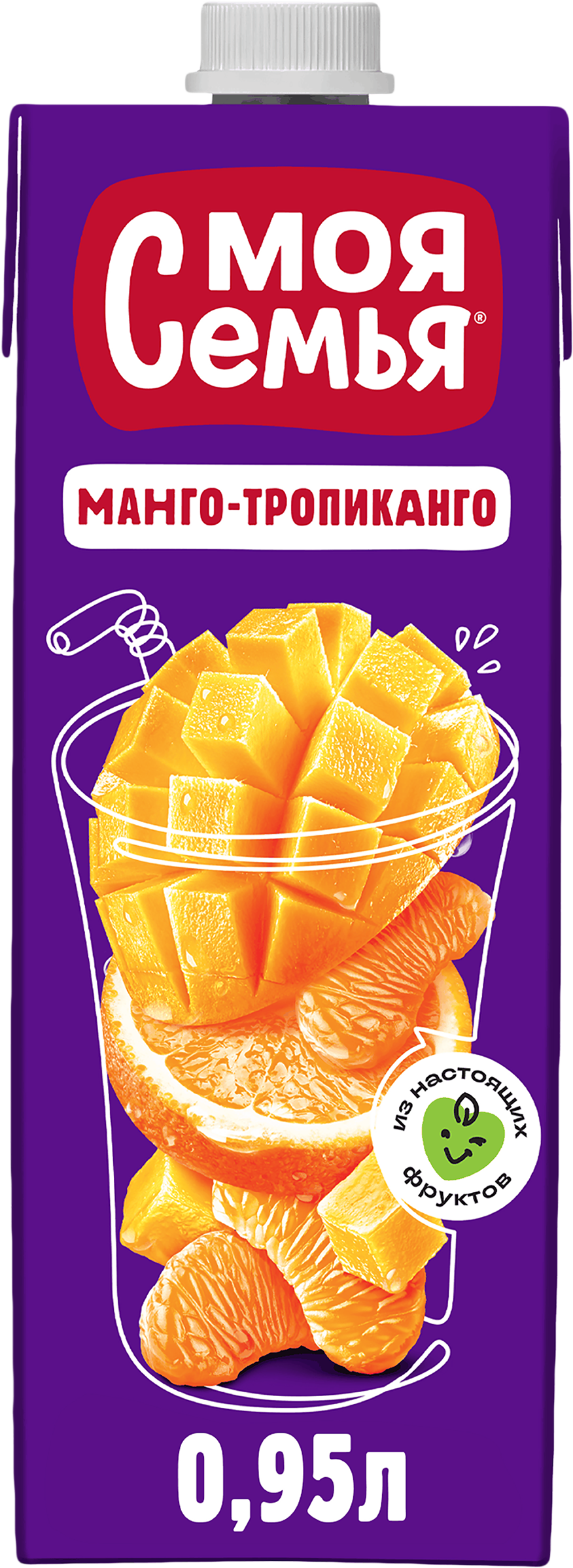 Изображение товара Напиток сокосодержащий МОЯ СЕМЬЯ Манго-Тропиканго 0.95л из апельсина мандарина и манго