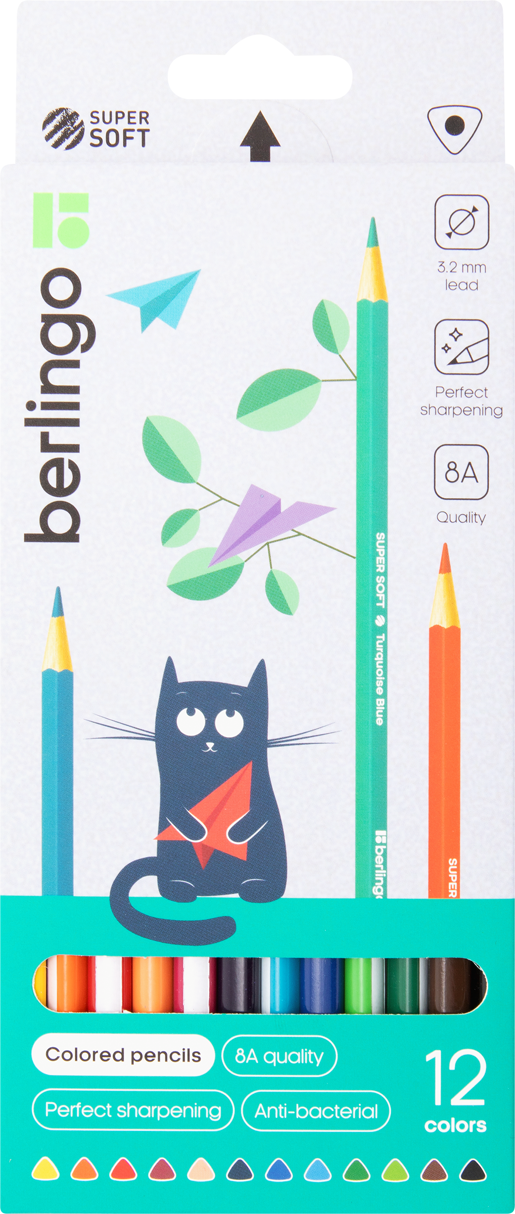 Изображение товара Карандаши цветные BERLINGO SuperSoft Жил-был кот 12 цветов для детей 3+