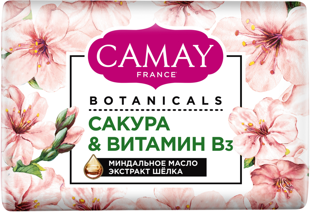 Изображение товара Туалетное мыло CAMAY Botanicals Японская сакура 85 г с натуральным ароматом