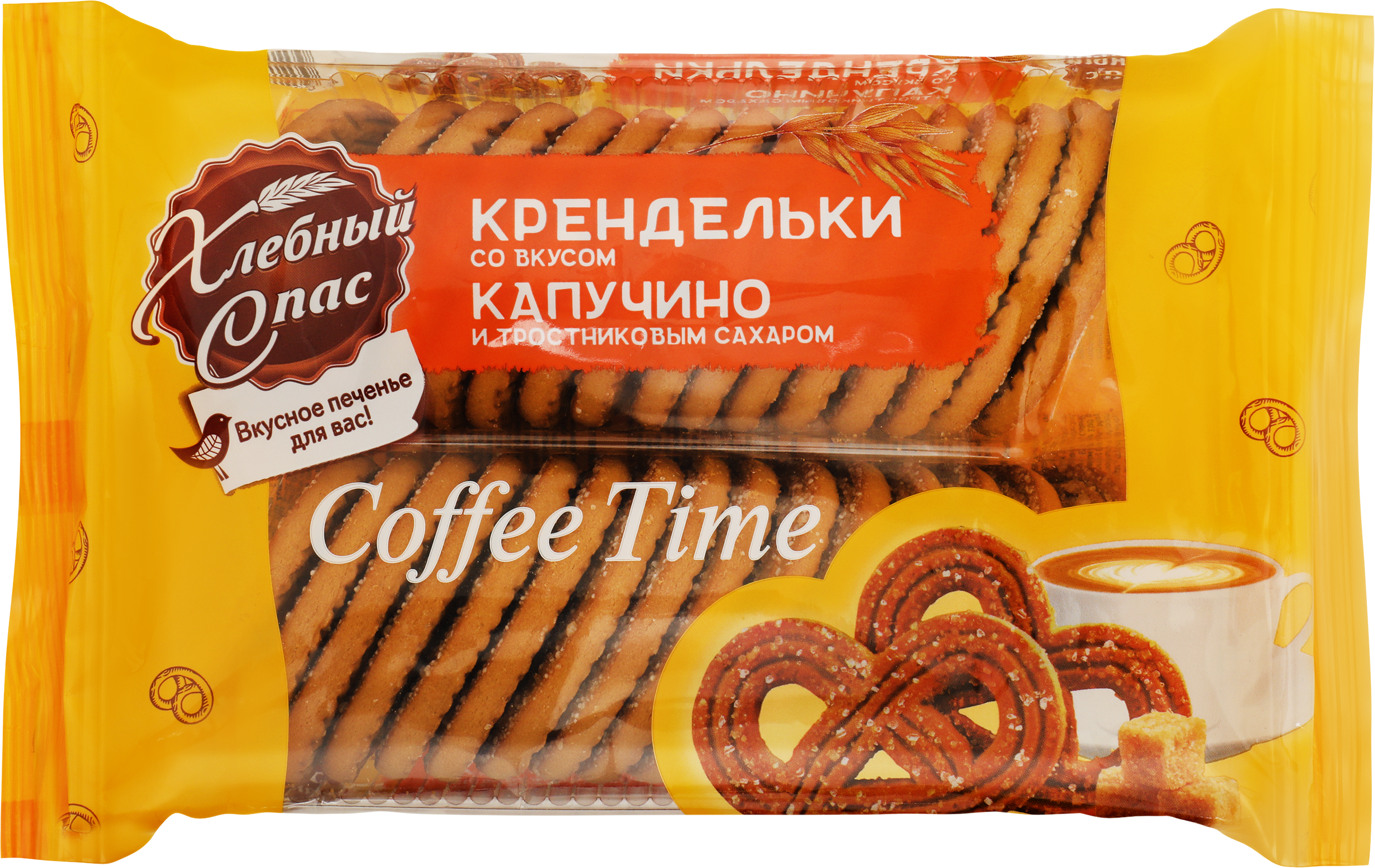 Изображение товара Печенье сдобное ХЛЕБНЫЙ СПАС Coffee Time крендельки со вкусом капучино и тростниковым сахаром, 320г