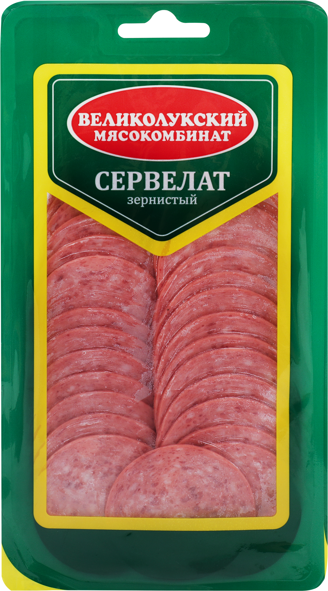 Изображение товара Колбаса копчено-вареная МК ВЕЛИКОЛУКСКИЙ Сервелат Зернистый, нарезка, 150г