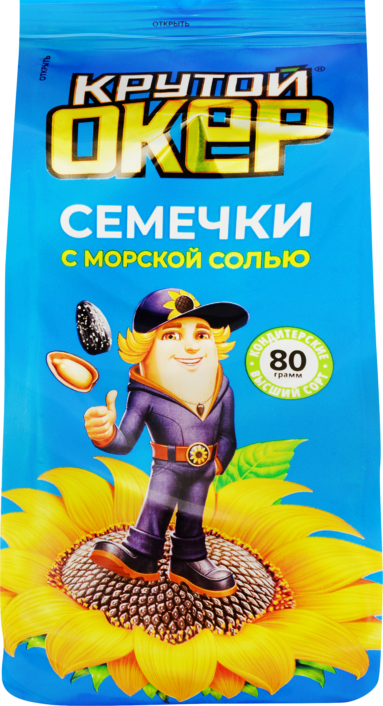 Изображение товара Семечки подсолнечника КРУТОЙ ОКЕР жареные с морской солью, 80г