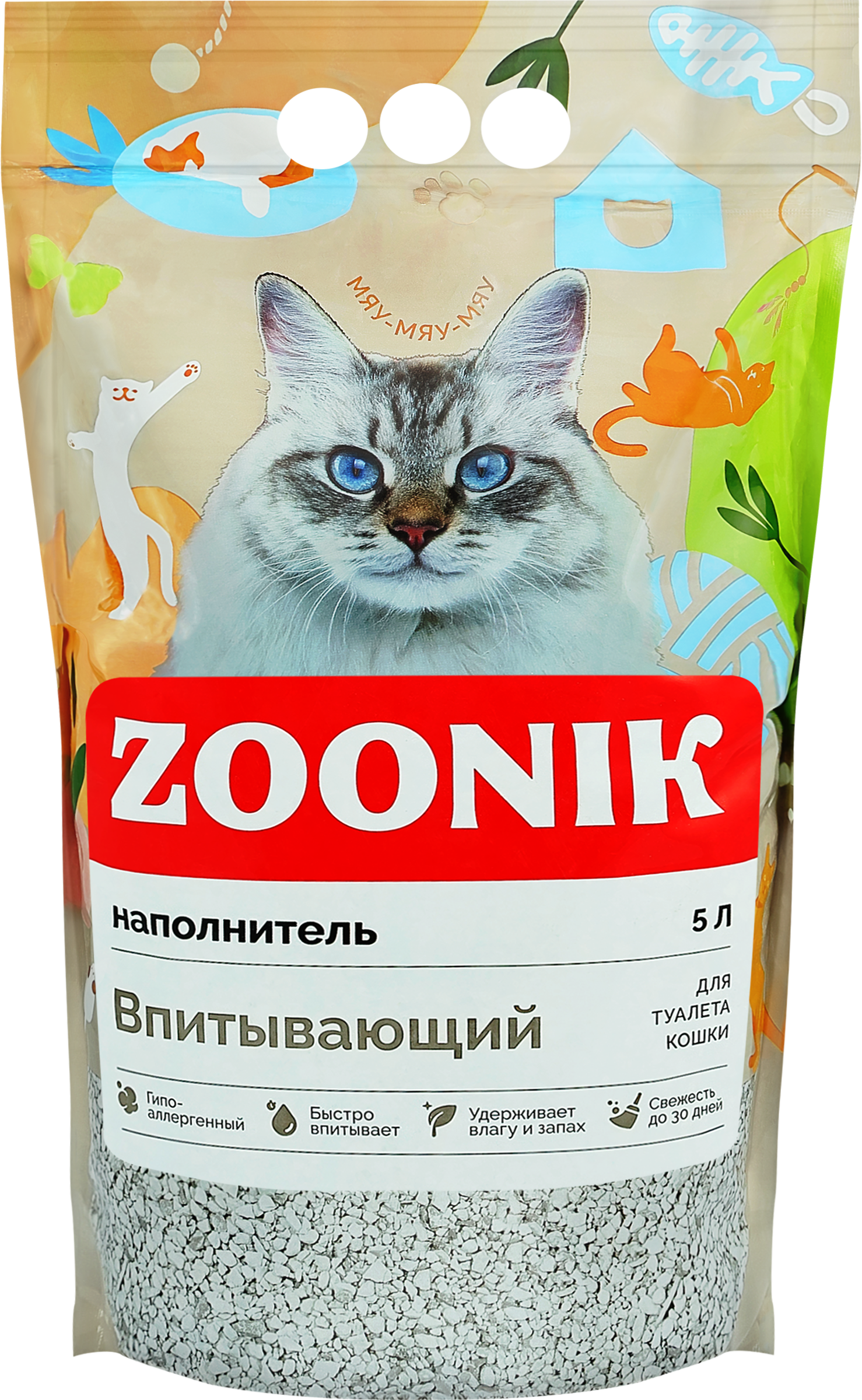 Изображение товара Наполнитель для кошек ЗООНИК впитывающий, 5л