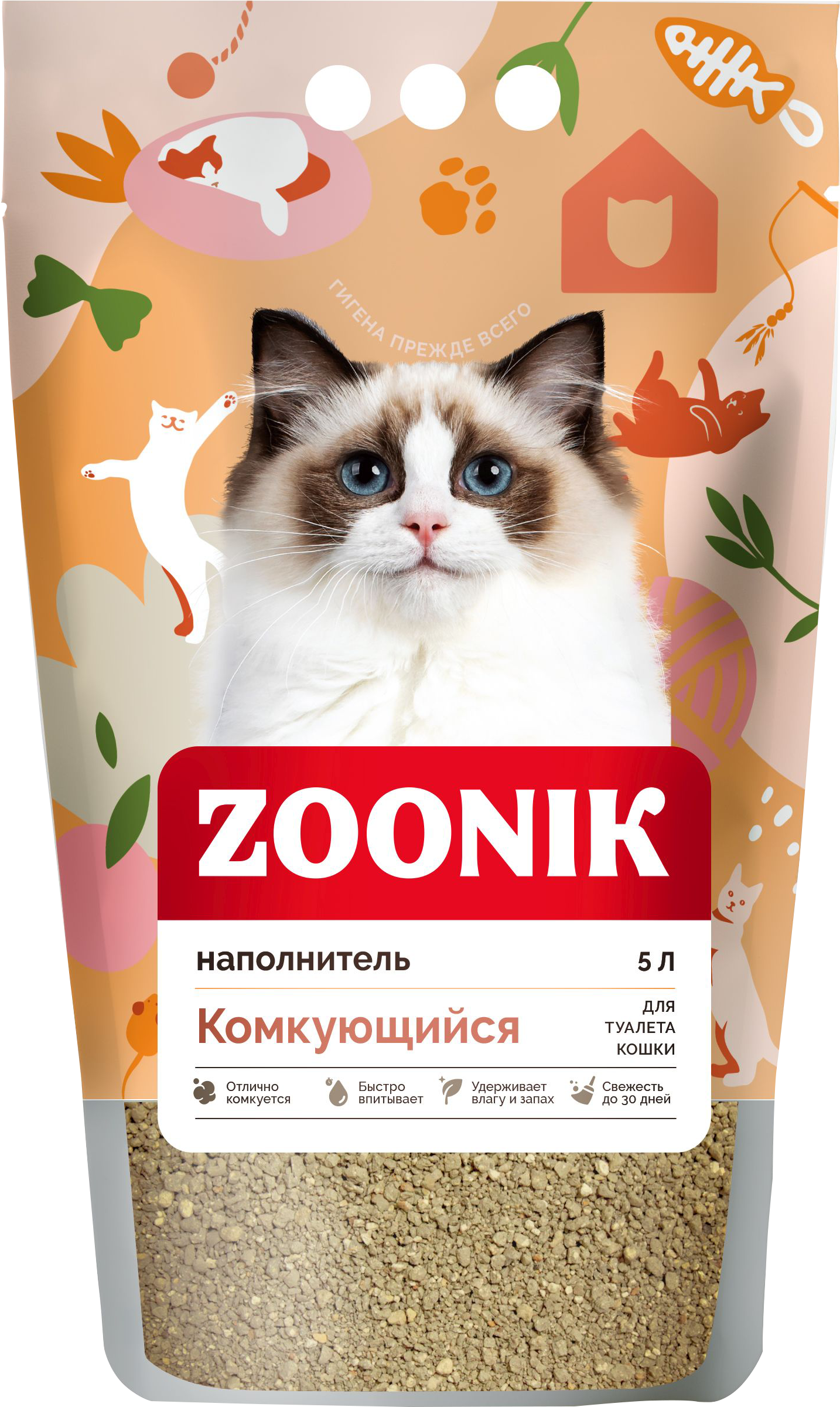 Изображение товара Наполнитель для кошек ЗООНИК комкующийся, 5л