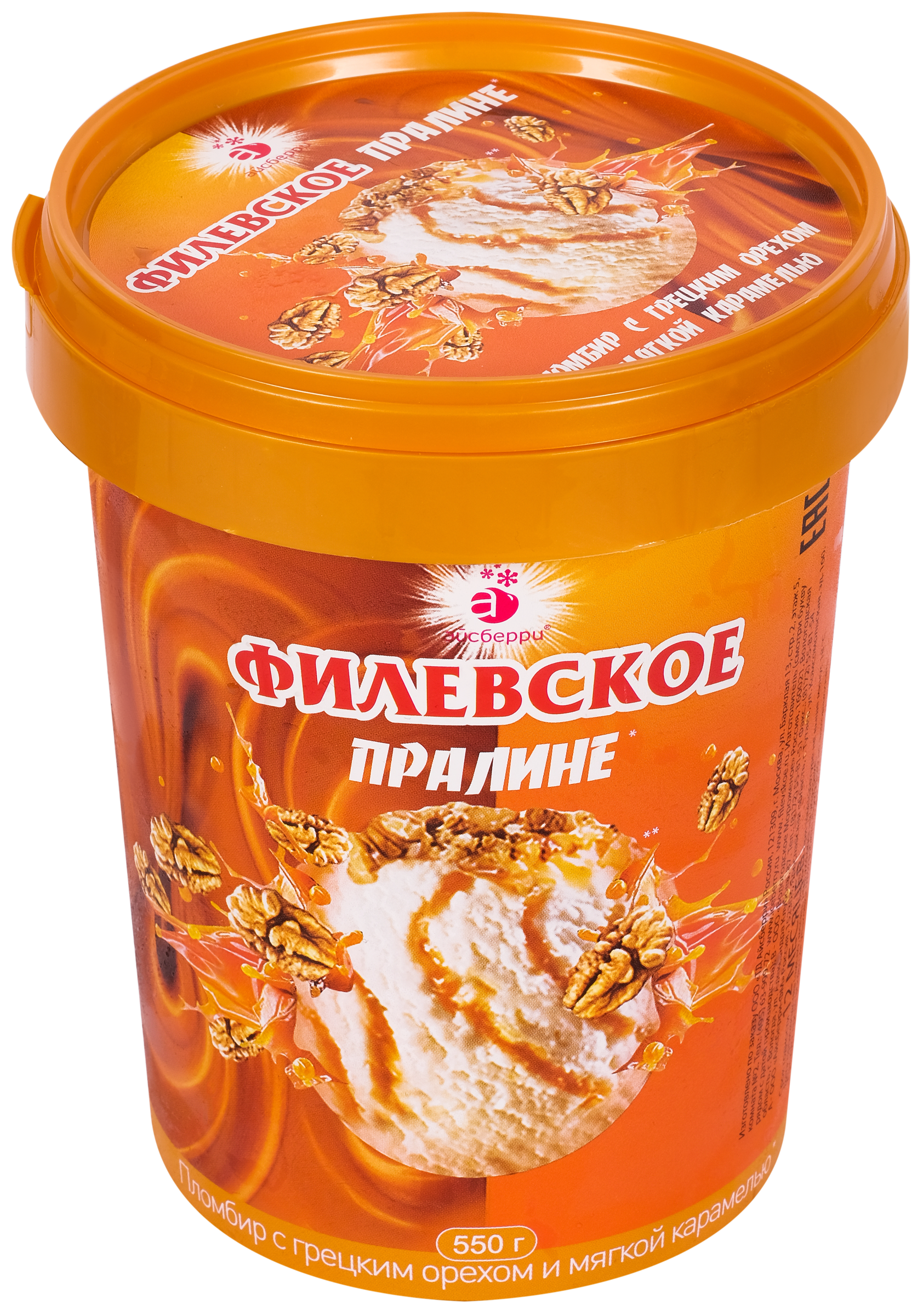Изображение товара Мороженое ФИЛЕВСКОЕ Пралине с грецким орехом и карамелью 550г