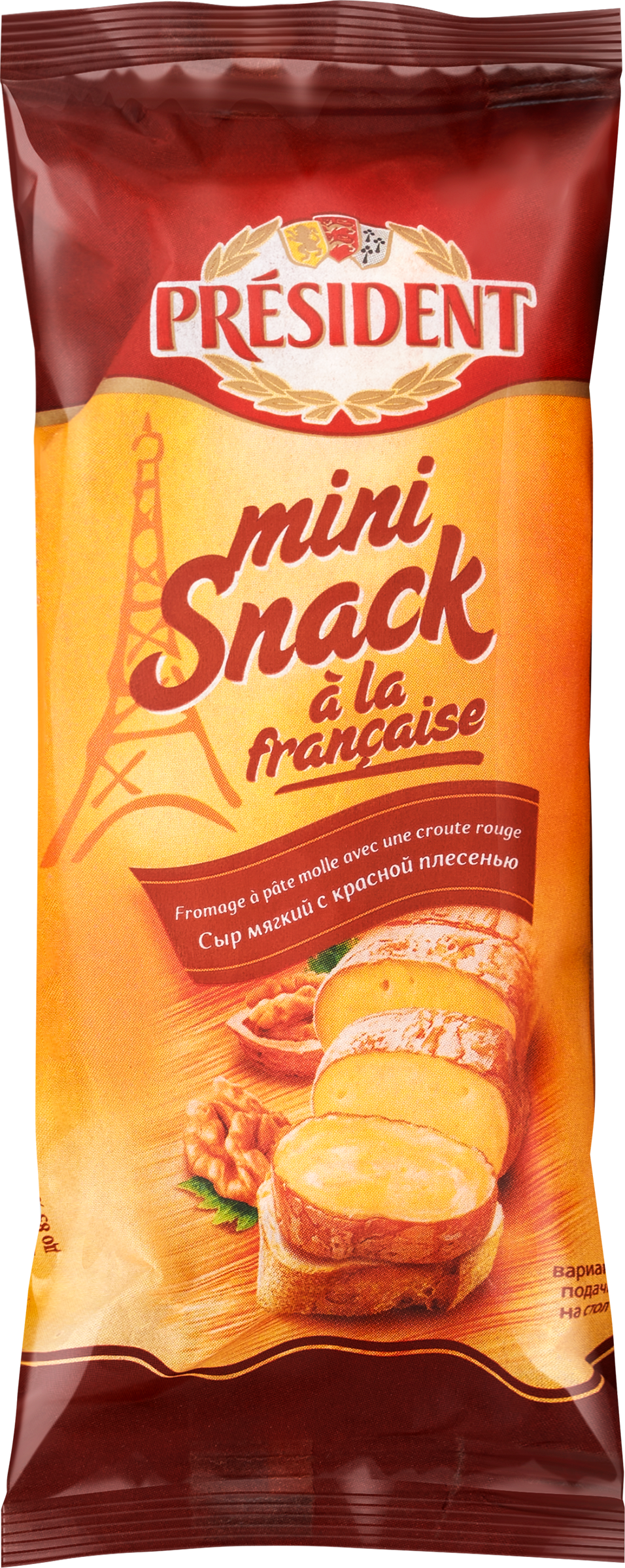 Изображение товара Сыр мягкий PRESIDENT Mini Snack a La Francaise с красной плесенью 60%, без змж, 90г